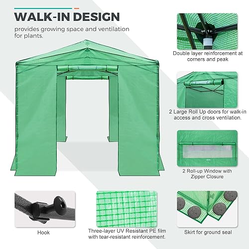 Miniatura 3 de EAGLE PEAK Invernadero grande portátil de 12 x 8 pies, instalación rápida instantánea para interiores y exteriores, toldo de jardín para plantas
