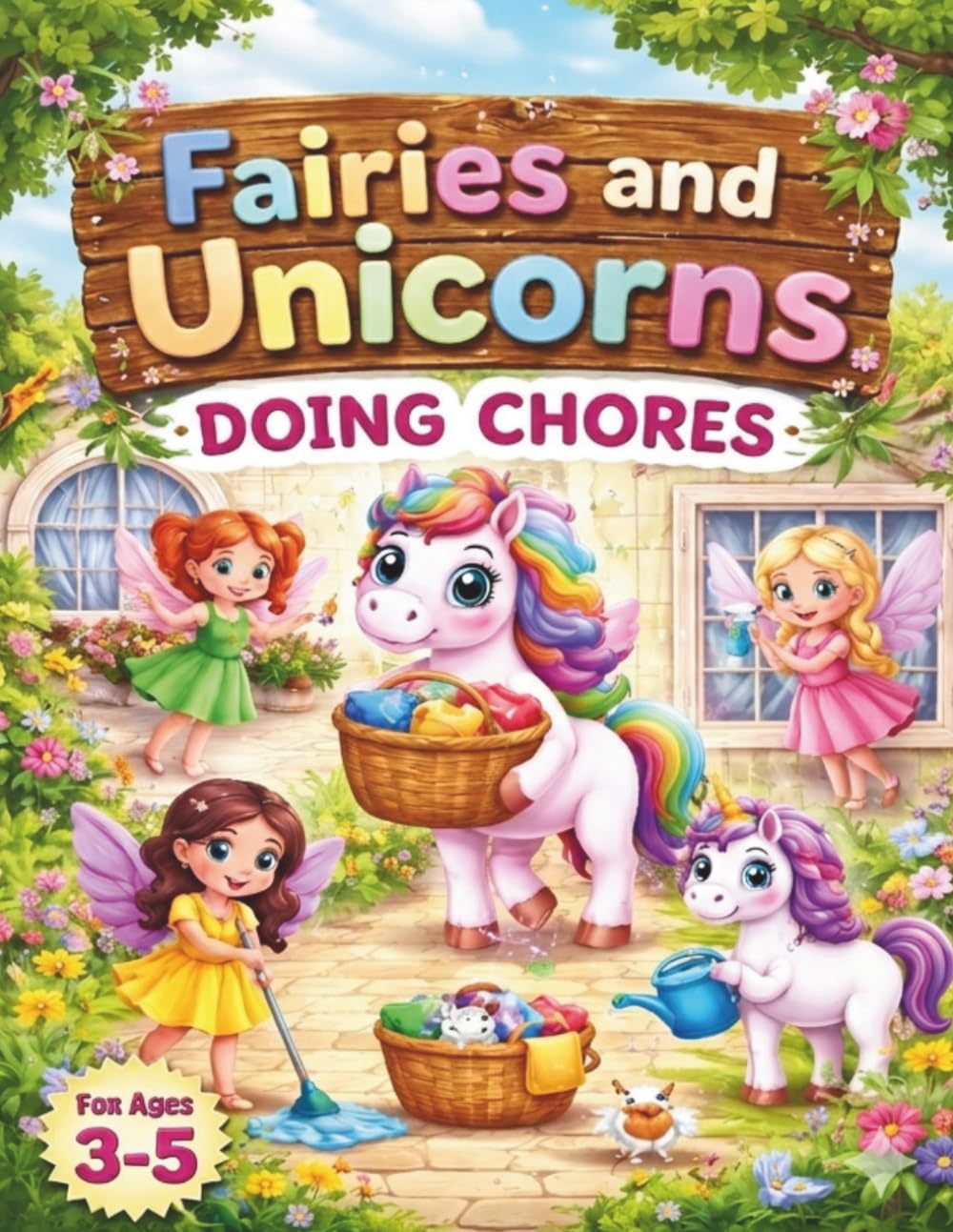 The Helpful Fairy & Unicorn Coloring Book: A Fun Activity Coloring Book for Kids Ages 2-4, Featuring Cute Fairies and Unicorns Gardening, Cleaning, and Helping Out.