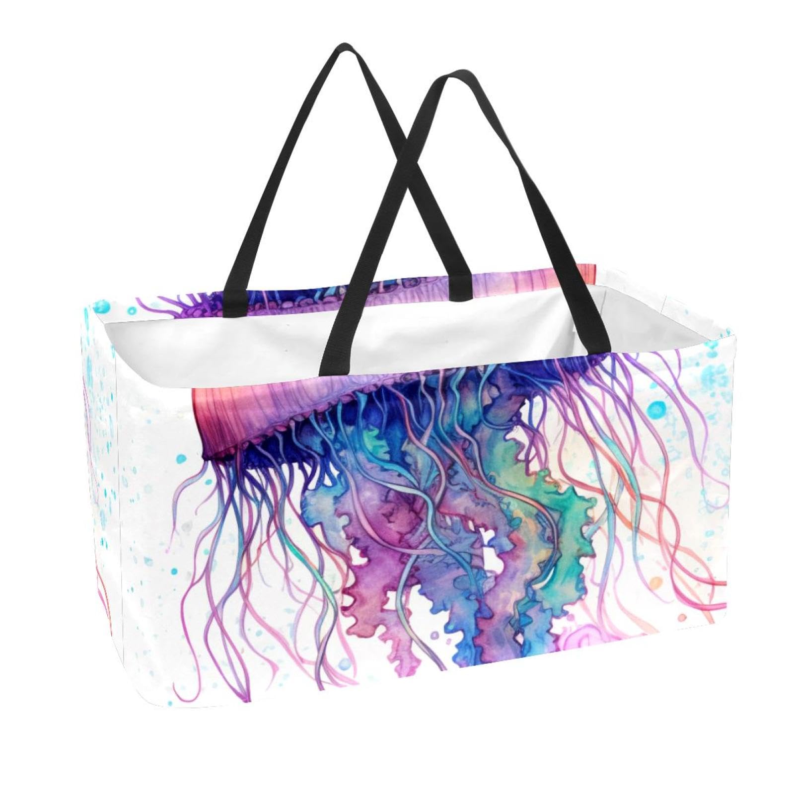 Sac d'épicerie réutilisable méduse colorée pour stopper le désordre