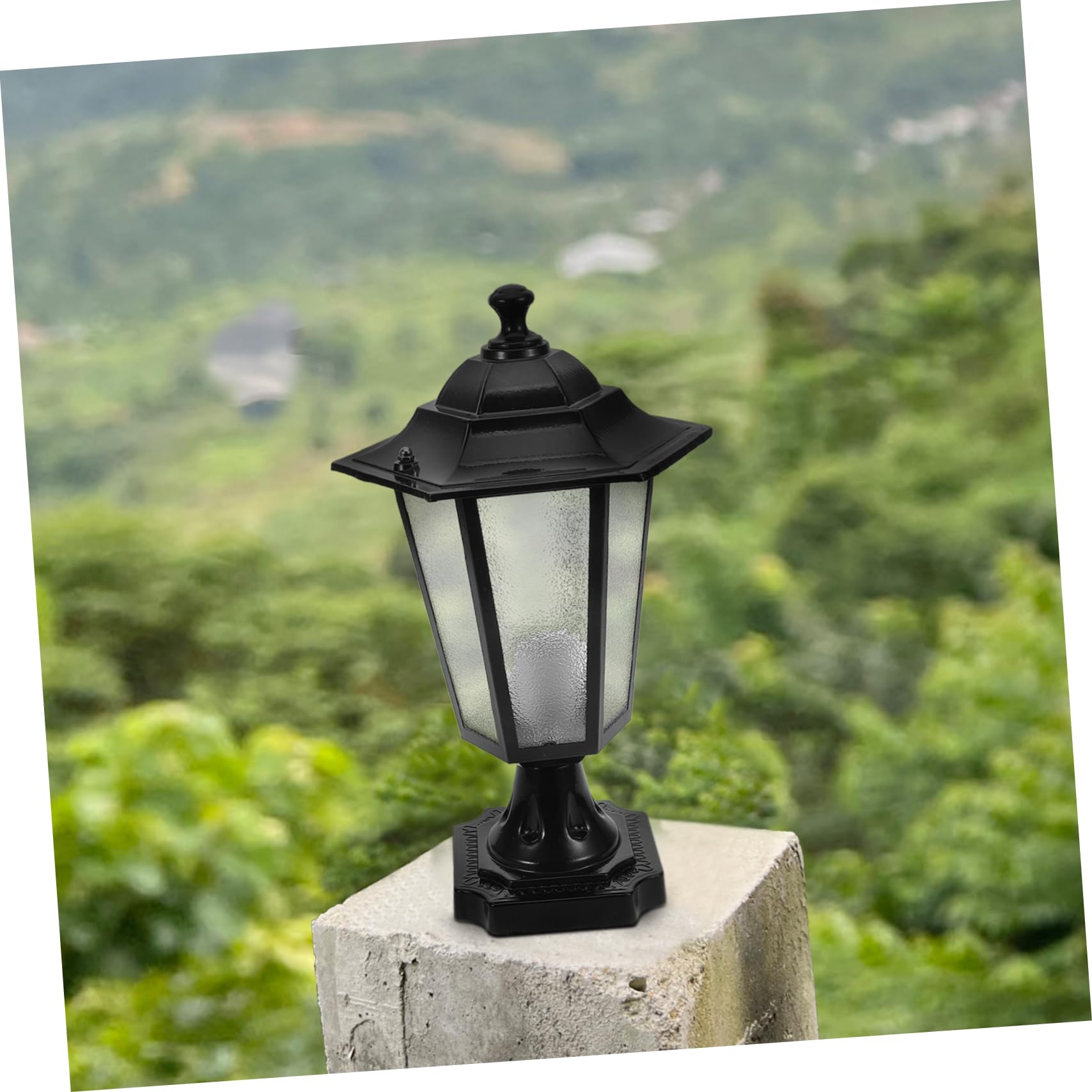 Hemobllo 2 Lampade Da Esterno A Colonna Per Giardino E Cancello, In Metallo, Nere, Impermeabili, Con Lampadina Inclusa, 33x19 Cm