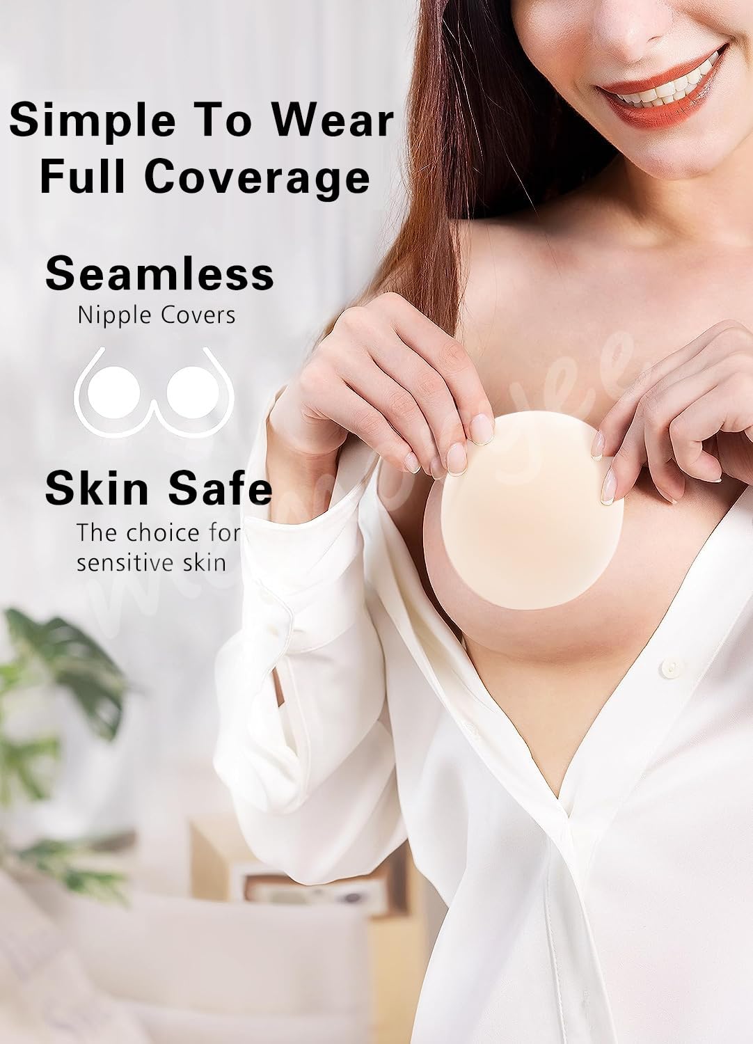 Memoryee Pezoneras, Ultra Finas Cubre Pezones para Mujer Pastillas Cubierta Silicona Adhesiva Reutilizable Sujetadores Invisible Pasties Pétalos Pecho con Caja de Regalo [8 cm]