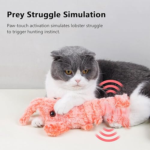 Miniatura 4 de Juguetes para gatos recargables con langosta, juguete activado por el tacto, recargable con hierba gatera natural, pateador interactivo para gatitos
