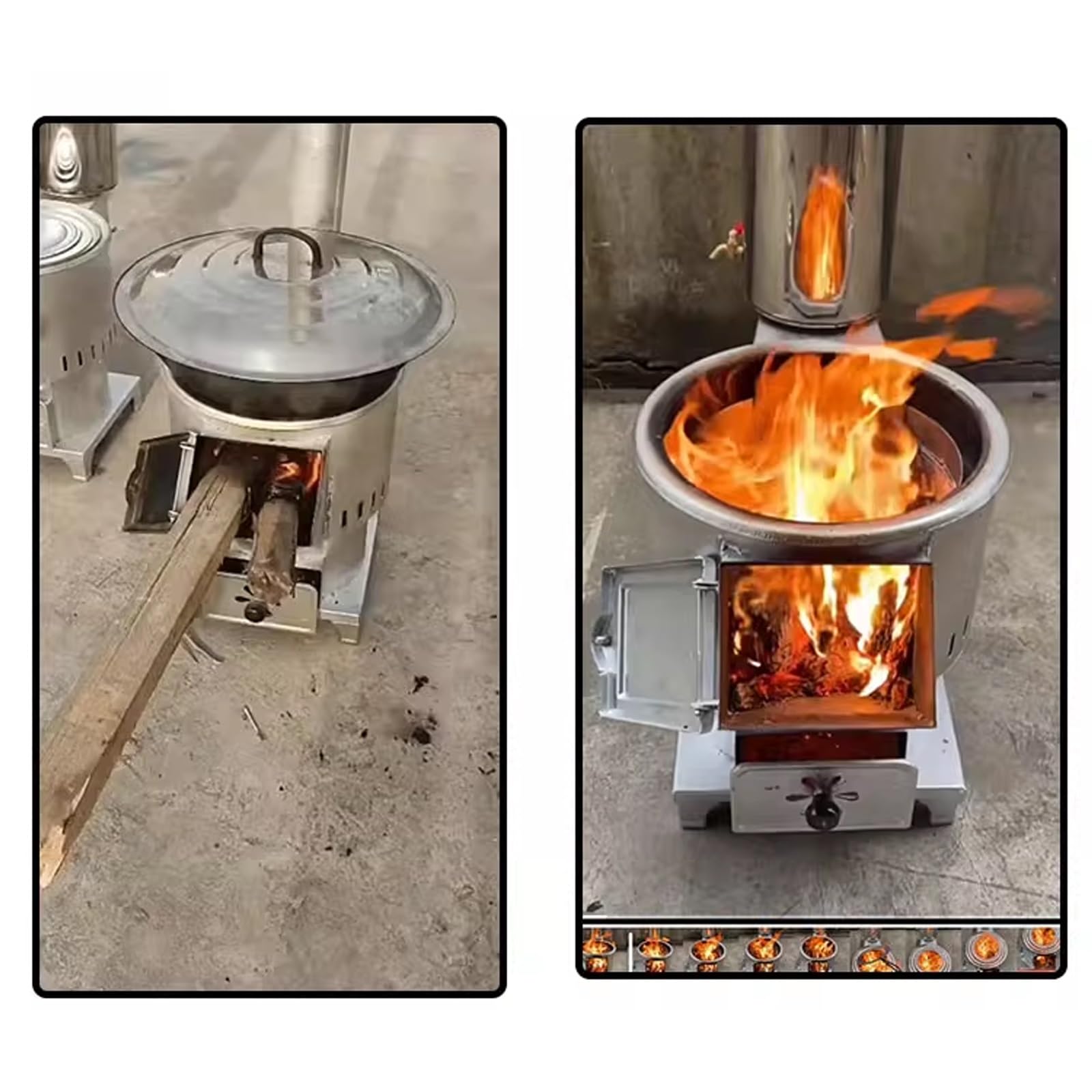 Stufa a Pellet Piccola Stufa a Legna in ghisa Alta efficienza Risparmio di Carburante Lunga Durata di combustione Adatto for Cucinare e Riscaldare all'aperto