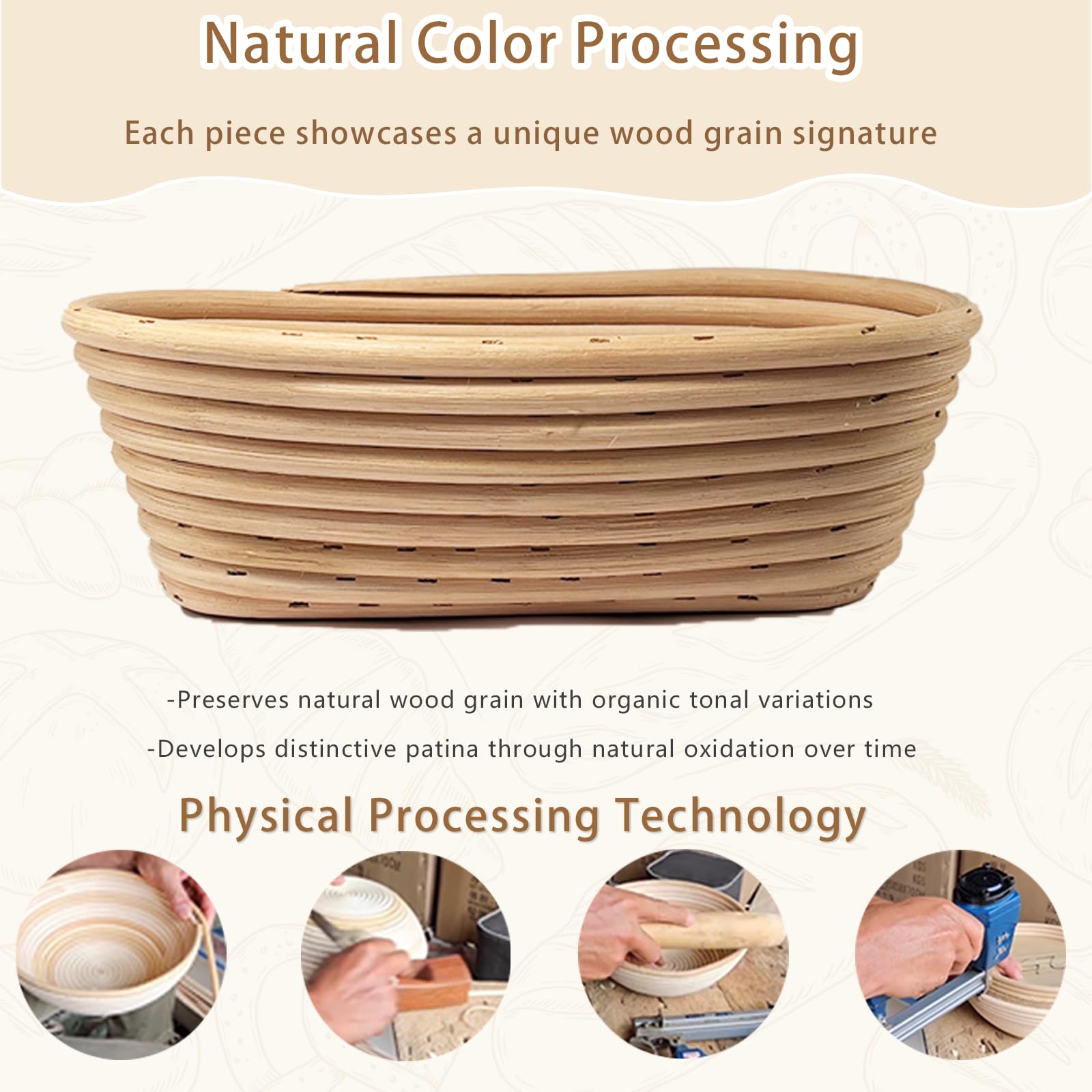 Banneton en rotin naturel, kit de panier à pain au levain, panier ovale de 5,1 x 25,4 cm avec outils de pâtisserie pour la fabrication du pain, kit de démarrage de pâtisserie, panier à bannier,