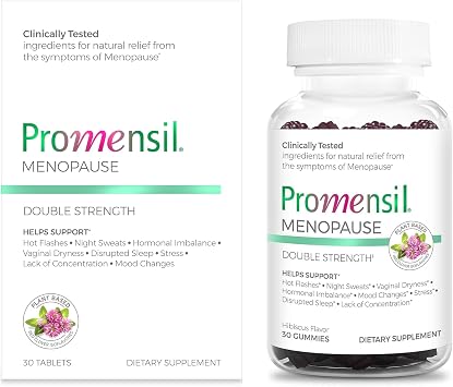 Promensil Menopause Supplement - Helps Support Hot Flashes & Restlessness, Night Sweat Support with Isoflavones, Hormone Balance for Menopause - 30 Count Tablets + 30 Day Supply Gummies