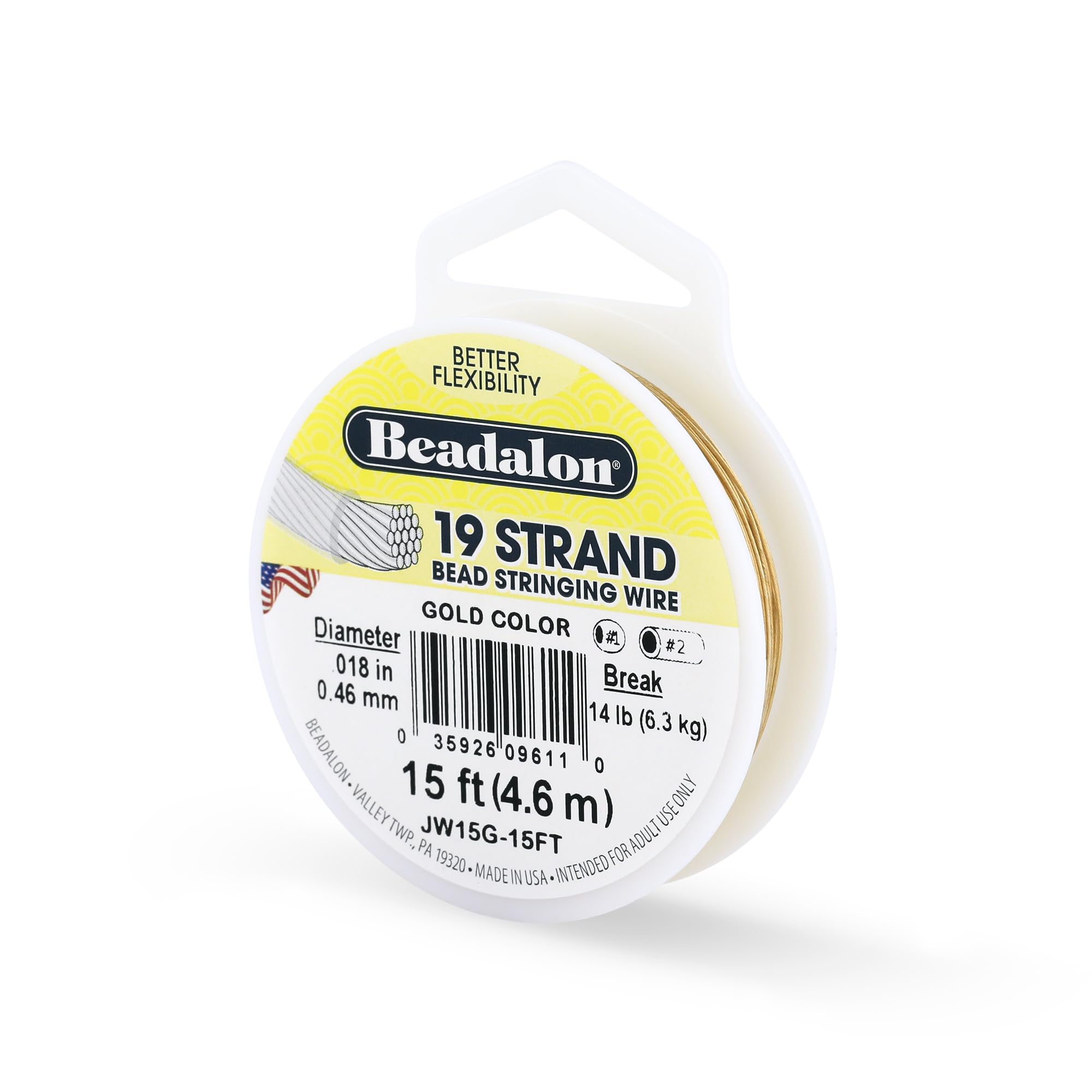 Fil 19 brins Or Beadalon de 0,46 mm pour des bijoux haute couture durables