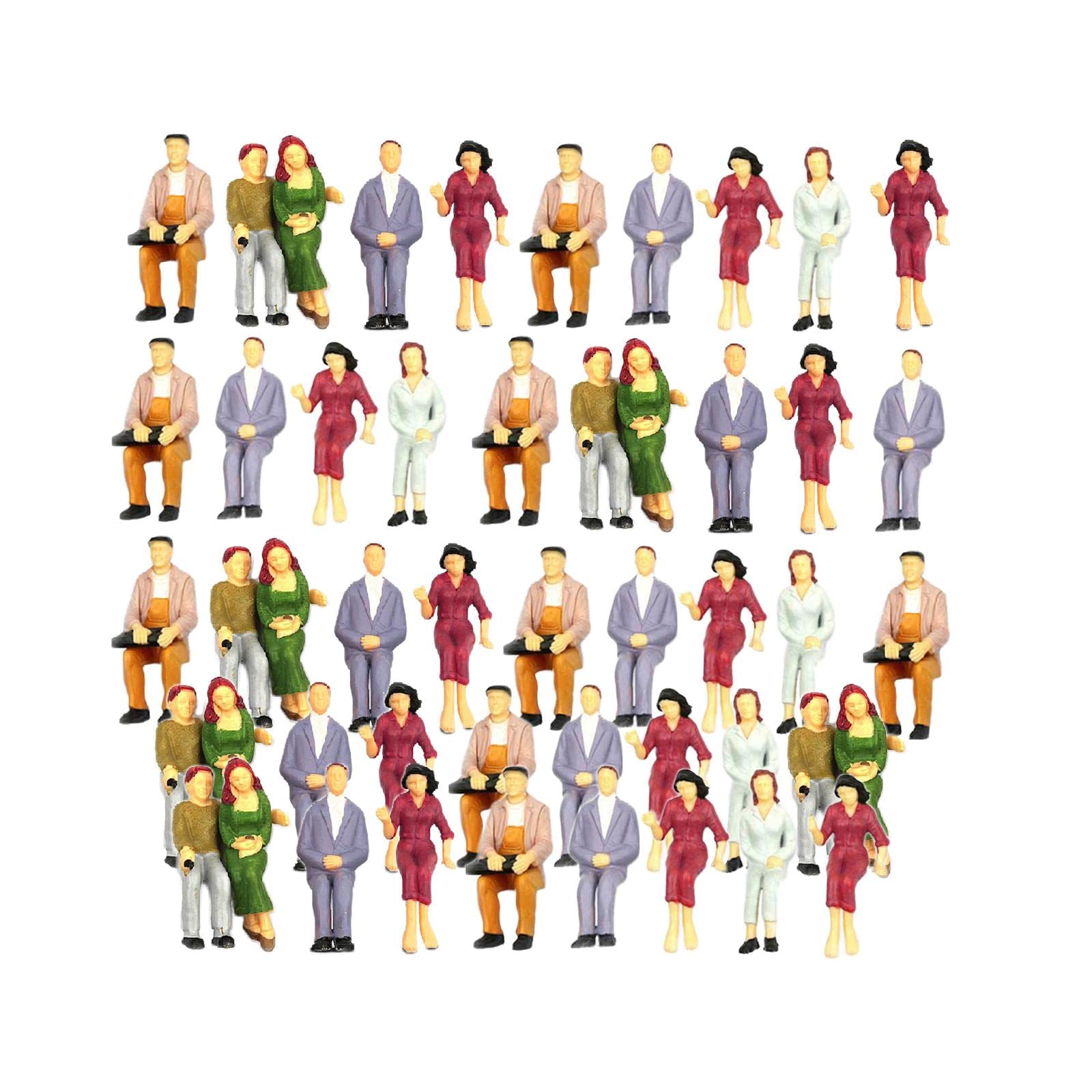 100Pcs Painted Model Train Seated People Passengers Figures 1:75-1:200 1:150-image-48