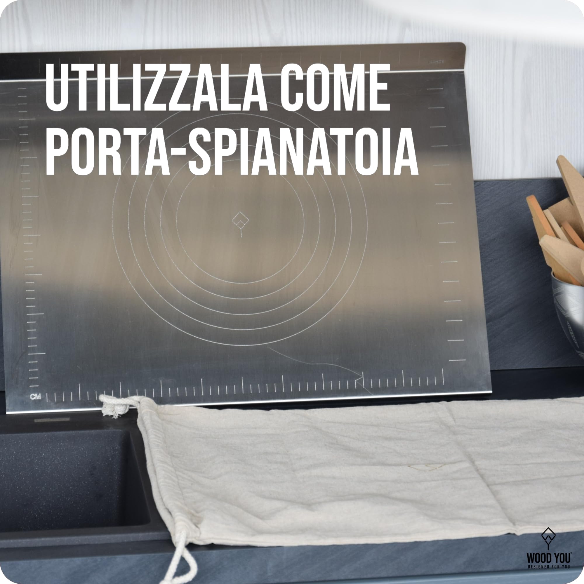 Sacca per Spianatoia in Cotone Ecologico Riciclato, Neutra, 75x50 cm, Canapa