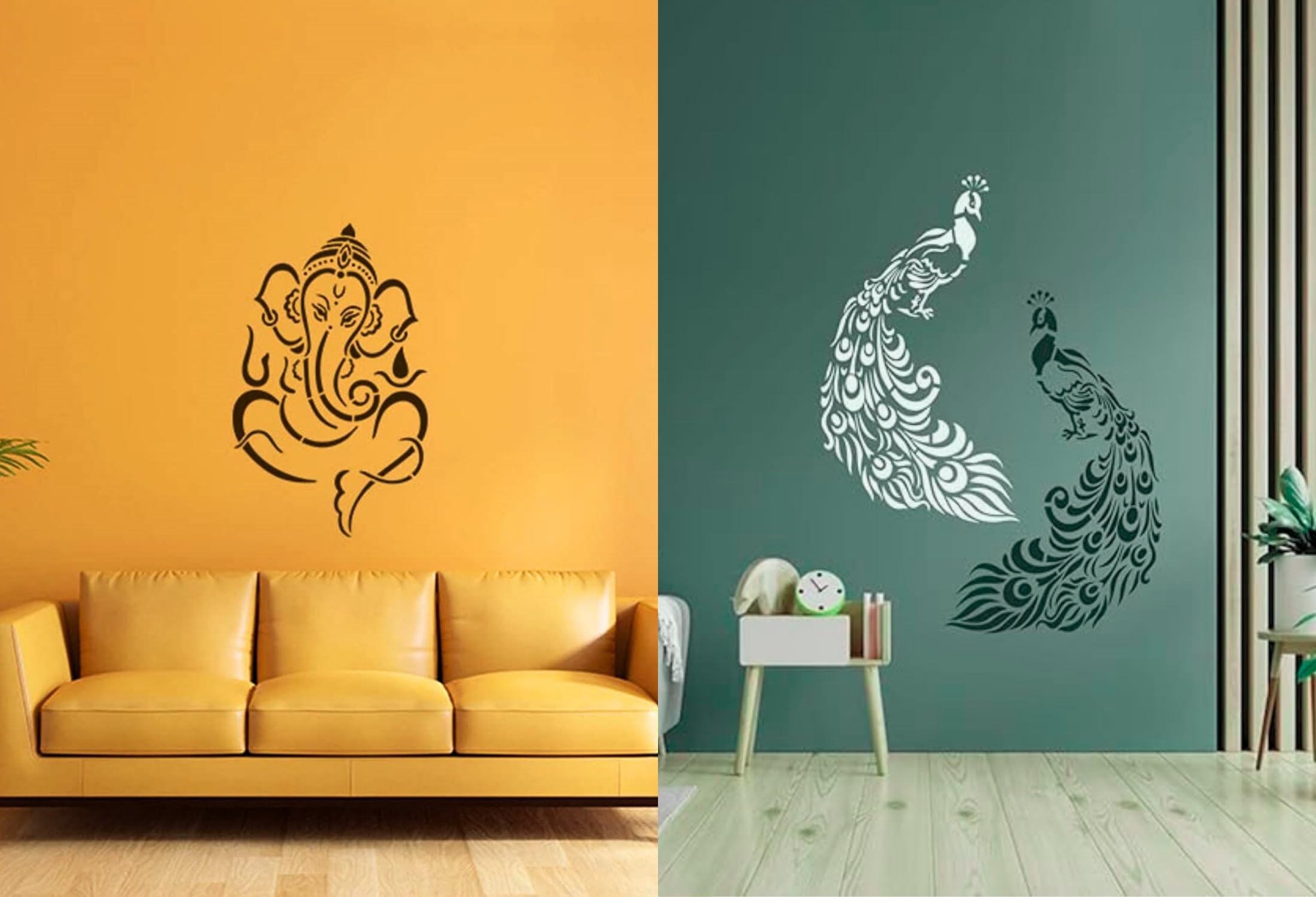 StenCart Combo of 2 Ganesha & Classy Peacock Stencil for Wall Painting Home DIY Reusable Wall Stencil Design for Wall Decoration (16x24 inch) -Pack of 2 (B0CTQRHBHV) Amazon Price History, Amazon Price Tracker