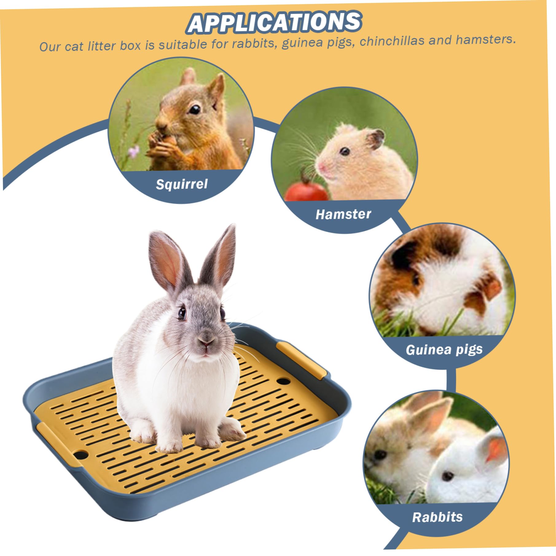 Cat Litter Tray, Cat Litter Box Dual Layer Rectangular Splash-Proof PP Tray with Handle for Home, for Rabbit, Guinea Pig and More