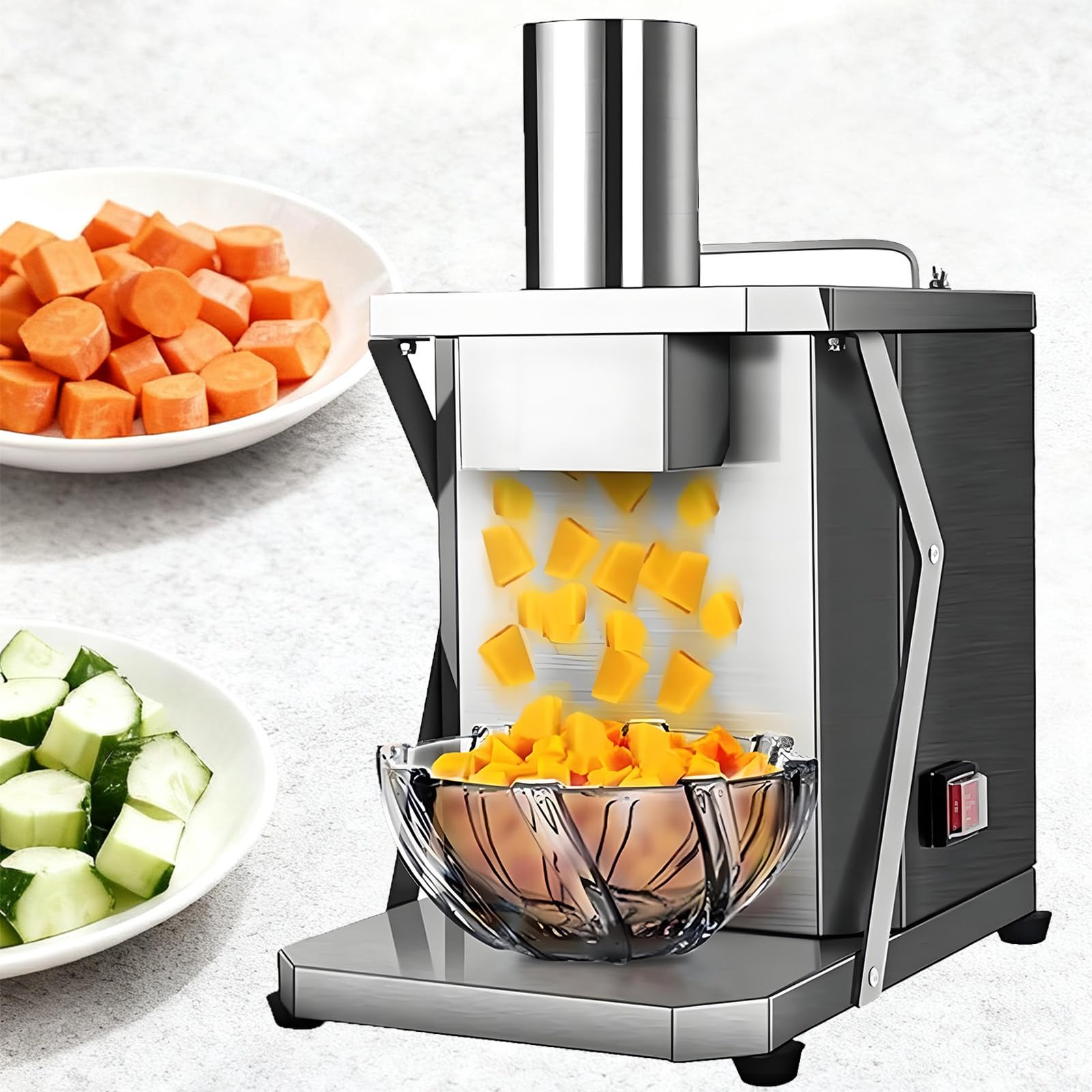 Cortadora eléctrica de verduras, picadora de alimentos de acero inoxidable con 5 cuchillas intercambiables para restaurantes y cocinas domésticas