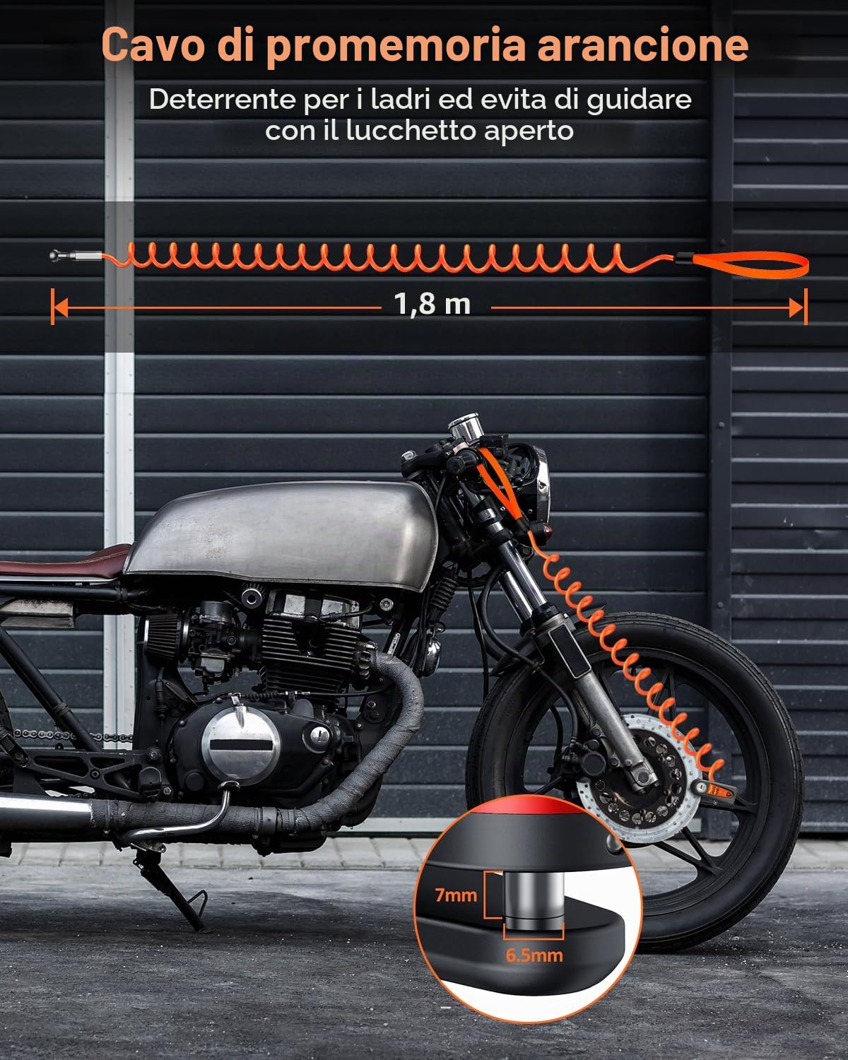 ZEXMTE Lucchetto per disco da moto con allarme, allarme antifurto ricaricabile da 120 dB con cavo promemoria da 1,8 m, lucchetto per motociclette pesanti impermeabile per moto, bici, scooter, e-bike