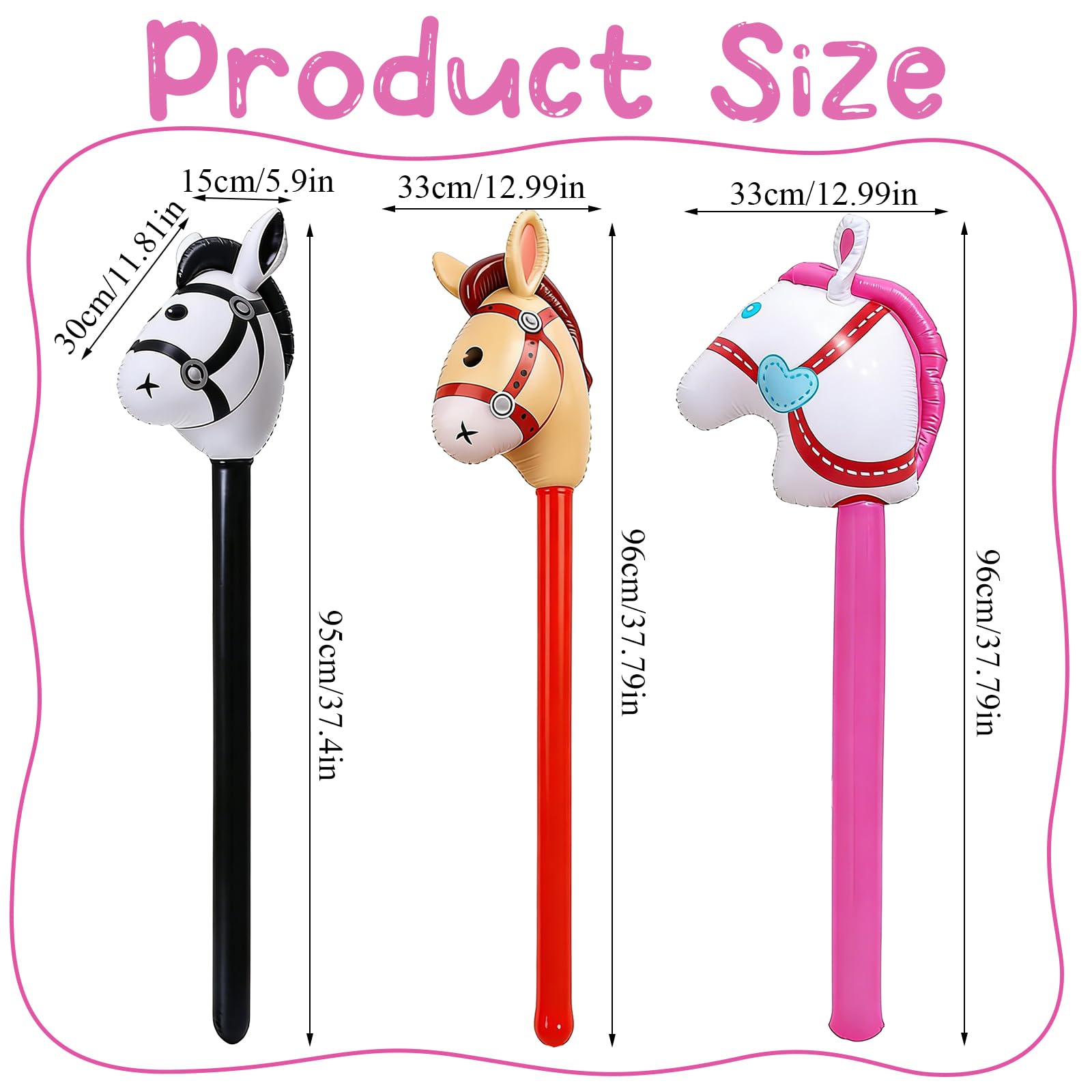 TENGWA Caballos Inflables 3 Piezas 96cm Caballos de Palo Inflable Globos para Niños Juguetes Inflables para Juguetes Infantiles Fiestas Temáticas Decoraciones Navideñas — view 2
