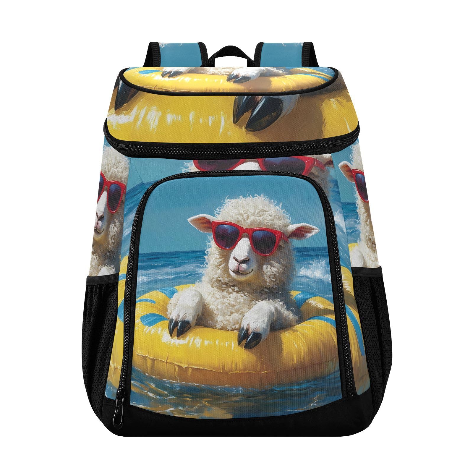Funny Sheep Swim Ring Cooler Backpack Cooler Insulated Leak Proof Lunch Backpack 36 Cans Waterproof Soft for Men Women Picnic Hiking Camping Beach