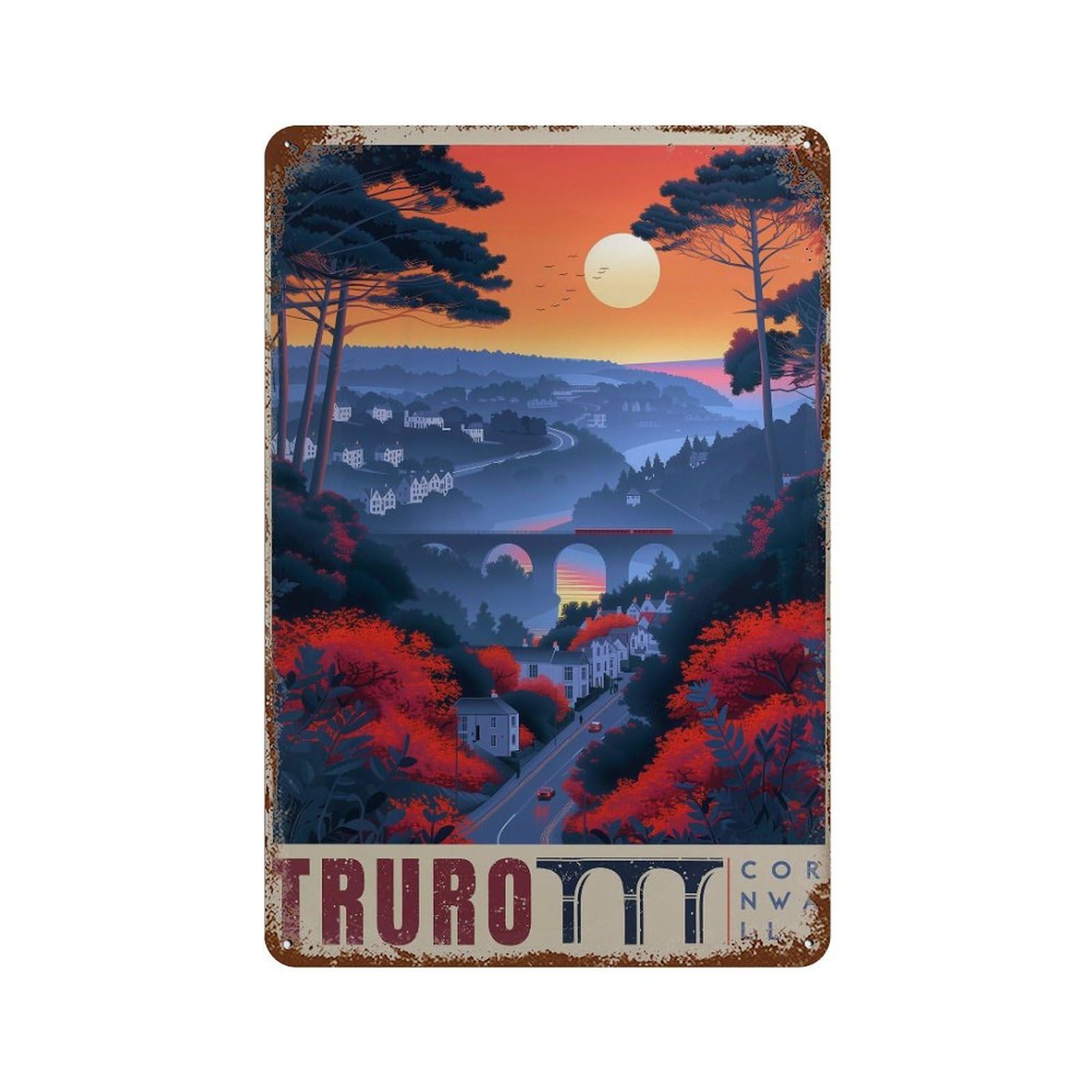 xiaoxiaoshen Truro Cornwall Travel England UK Wall Decor Art Metal Tin Poster Modern Home Decor Art Home Bar Shop Decorations Vintage Sign 30x20cm