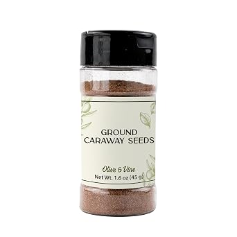 Olive & Vine Ground Caraway Seeds, Earthy Flavor, For Baking & Cooking, Rich Tradition, Authentic Taste, For Global Recipes 1.6 Ounce