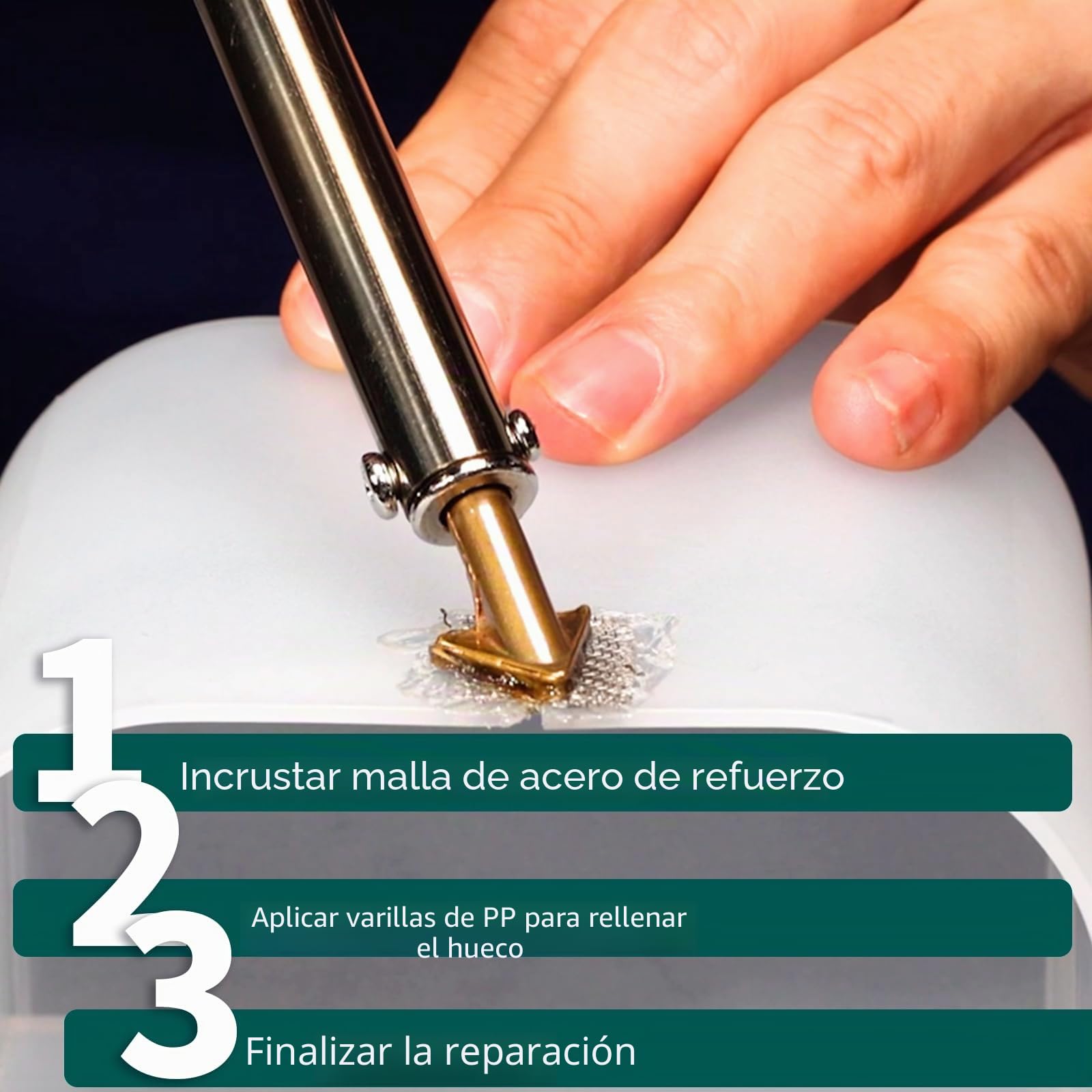 YIHUA 960-IV soldador de plastico soldar plastico con interruptor luz indicadora 3 puntas 20/20 varillas de plástico negro y blanco para soldadura de plástico tanque de combustible reparación(EU Plug)