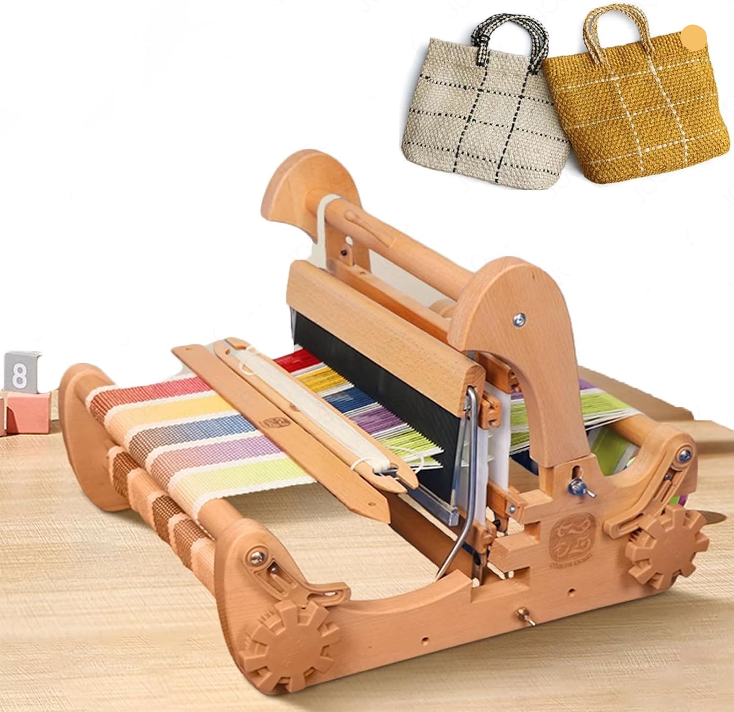 Zoom de tissage en bois réglable de 12 pouces avec lisse, cadre de tapisserie pliable pour les débutants, kit d'artisanat portable pour la fabrication d'écharpe et de tapis, cadeau de passe-temps idéa