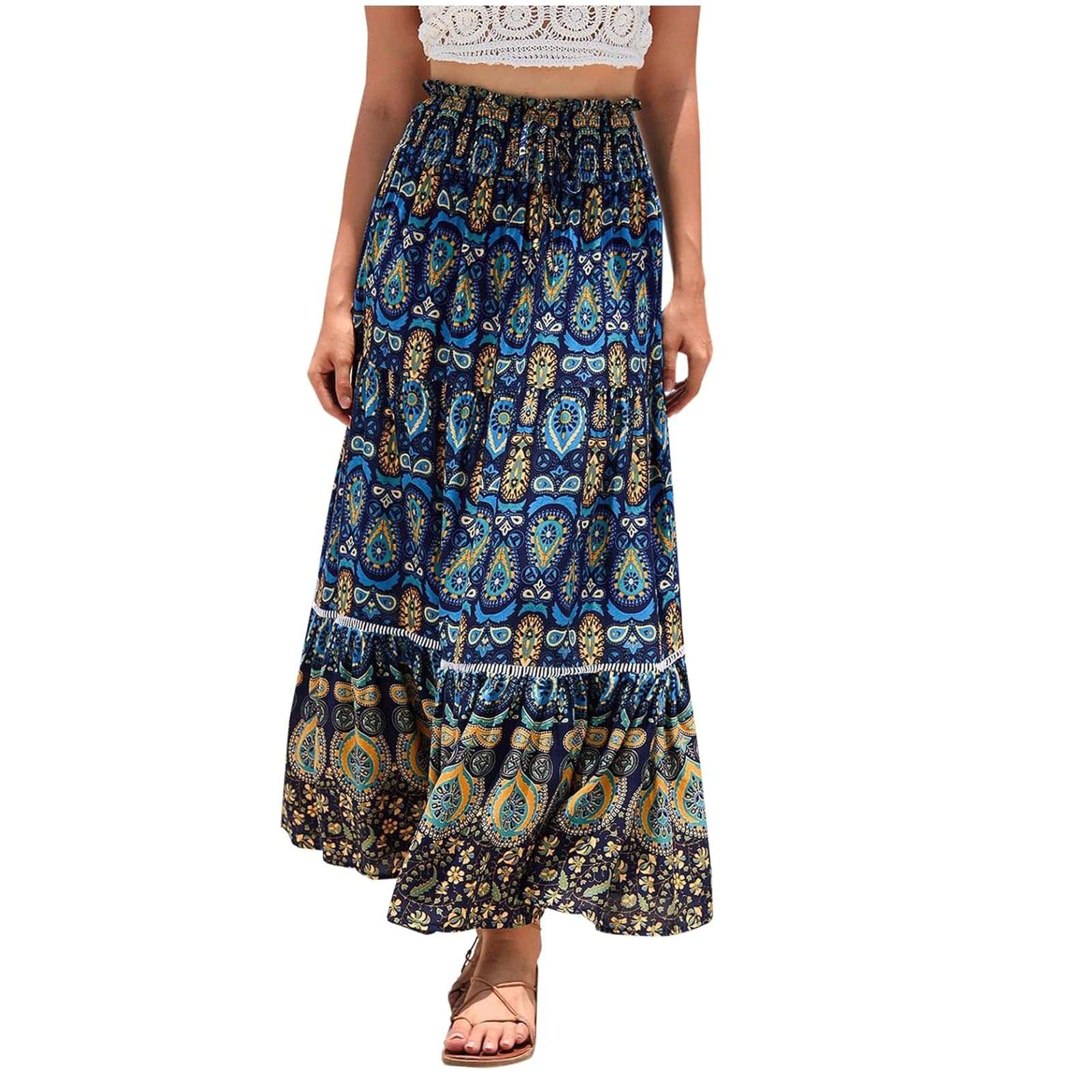 Amazon.com: KrrNFYSG Long Skirt Rayon Casual Loose Mid Skirt