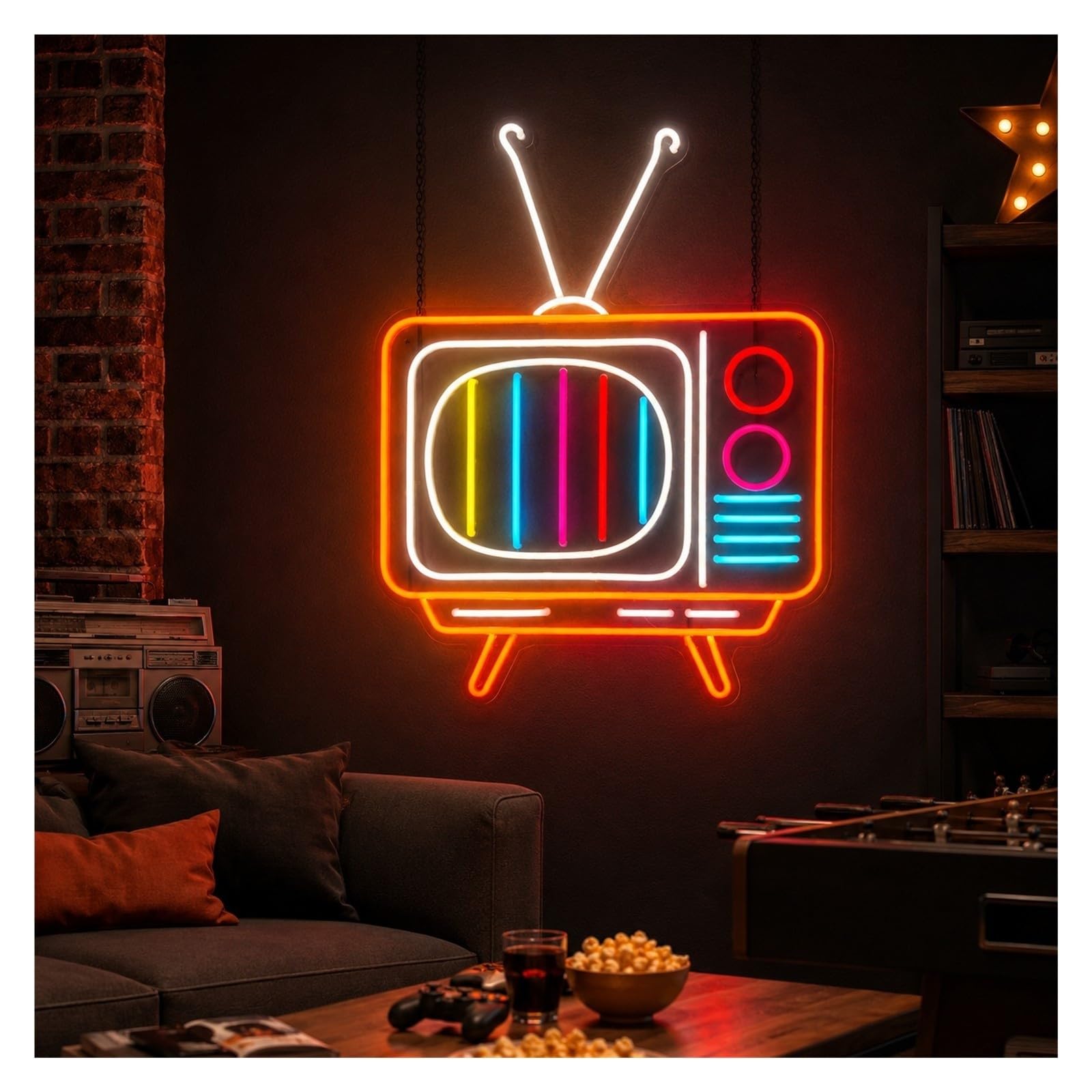 Decoración Lámparas Letrero De Neón Televisión Retro TV