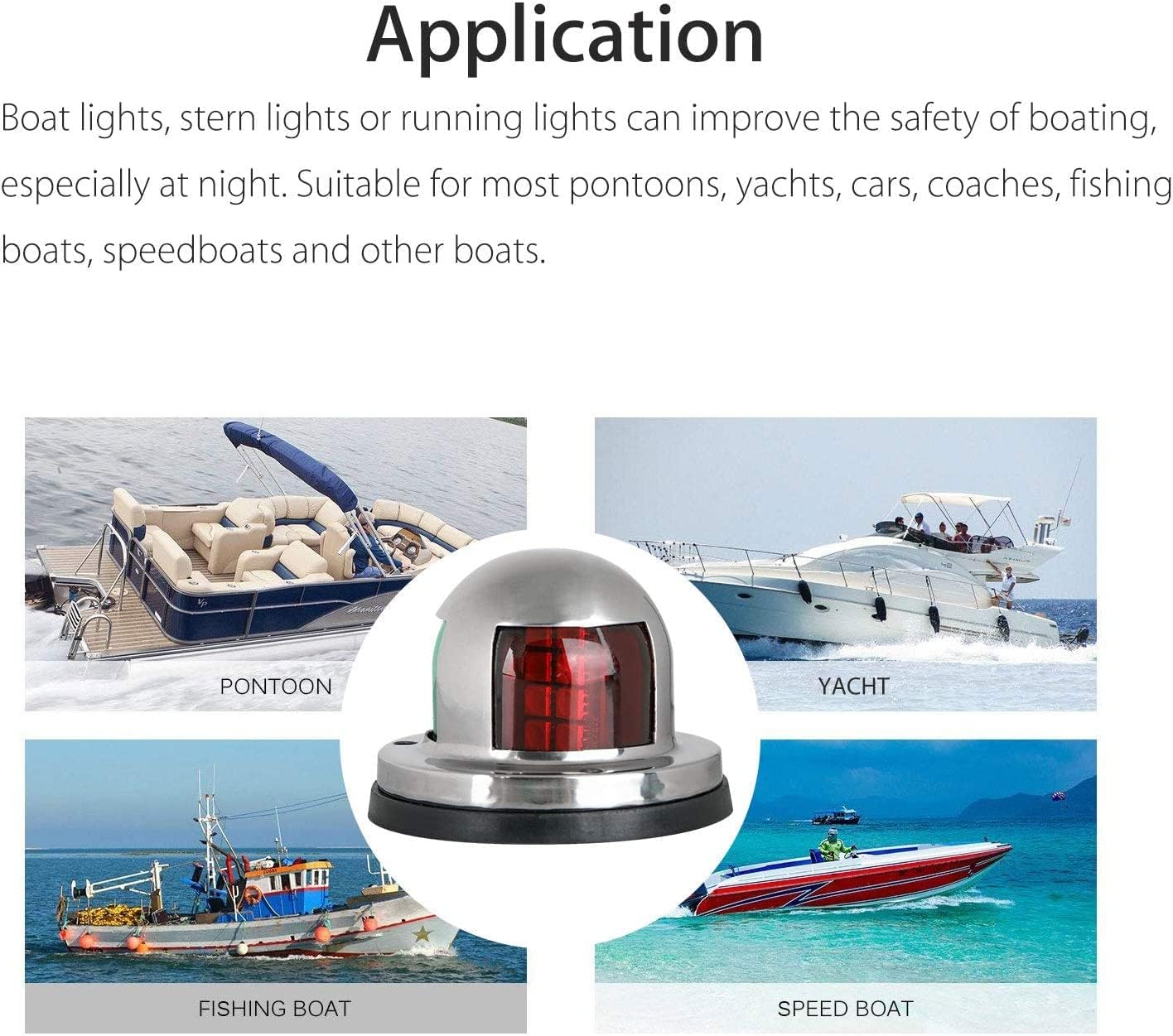 Kuuleyn Marine Navigation Light, 2Pcs Signal Lampe Rouge Vert LED Étanche Bateau Navigation Lumière DC12V 3W(blanc