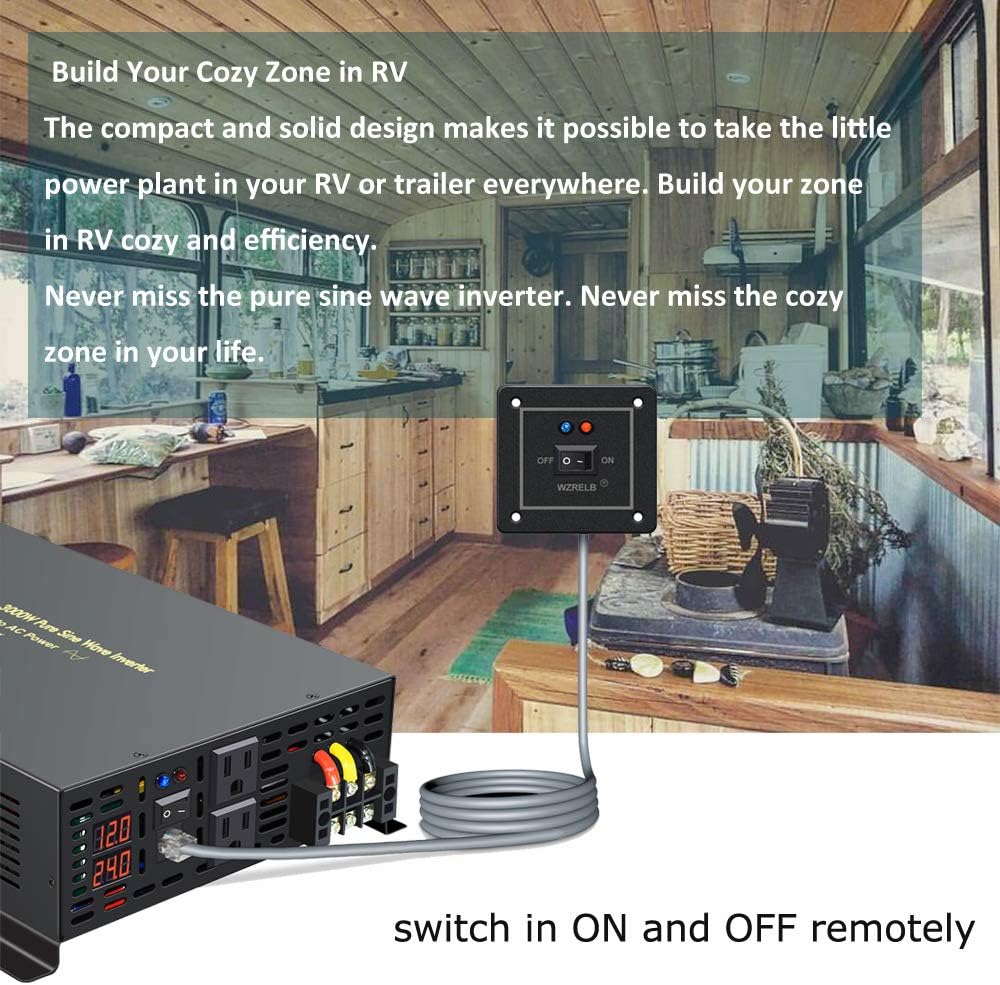 Limited Discount 3000 Watt 24V DC Pure Sine Wave Power Inverter with Remote Control Switch, Dual 110V 120V AC Outlets, Automotive Back Up Power Supply Car Converter for RV Truck Boat Camping