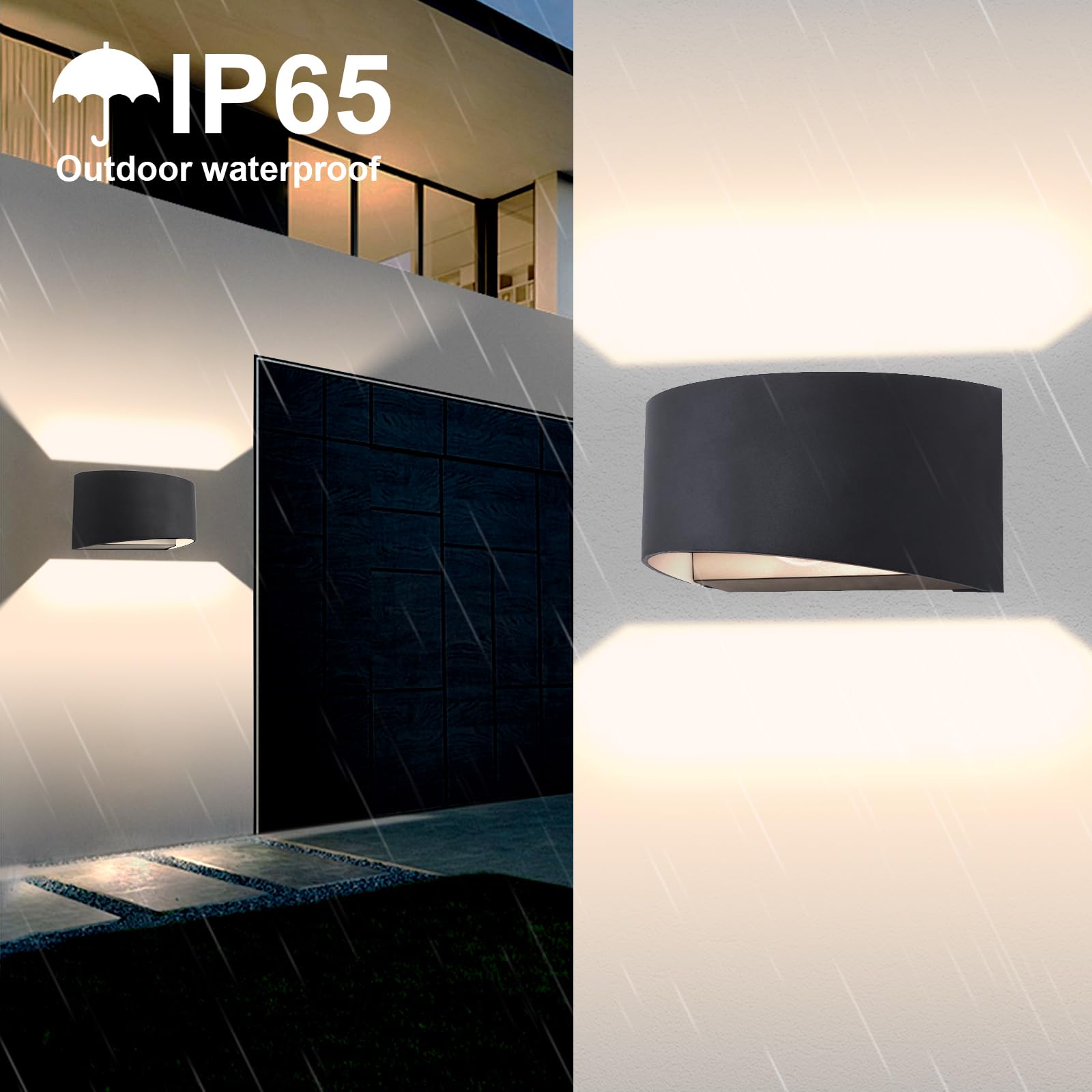 KICAAO 2 Pezzi Applique da Parete LED Moderno, Lampada da Parete Interno/Esterno con Lampadina G9 Sostituibile, 7W Luce Calda 3000K, Alluminio Nero Impermeabile IP65 per Ingresso Giardino