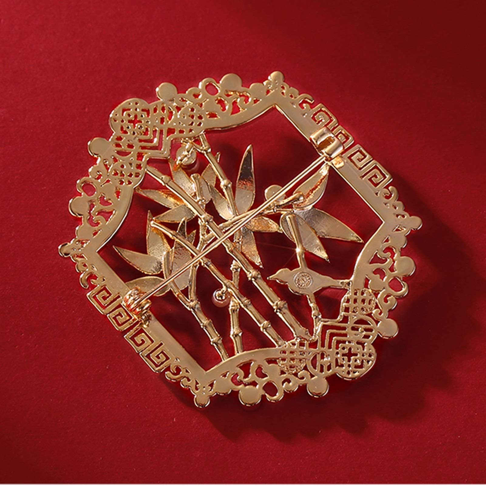 Broche Elegante único bambú Verde Broche de Solapa Bufanda Ropa Corsage Damas cumpleaños Boda Boda Accesorio Accesorio joyería Decorativo broches