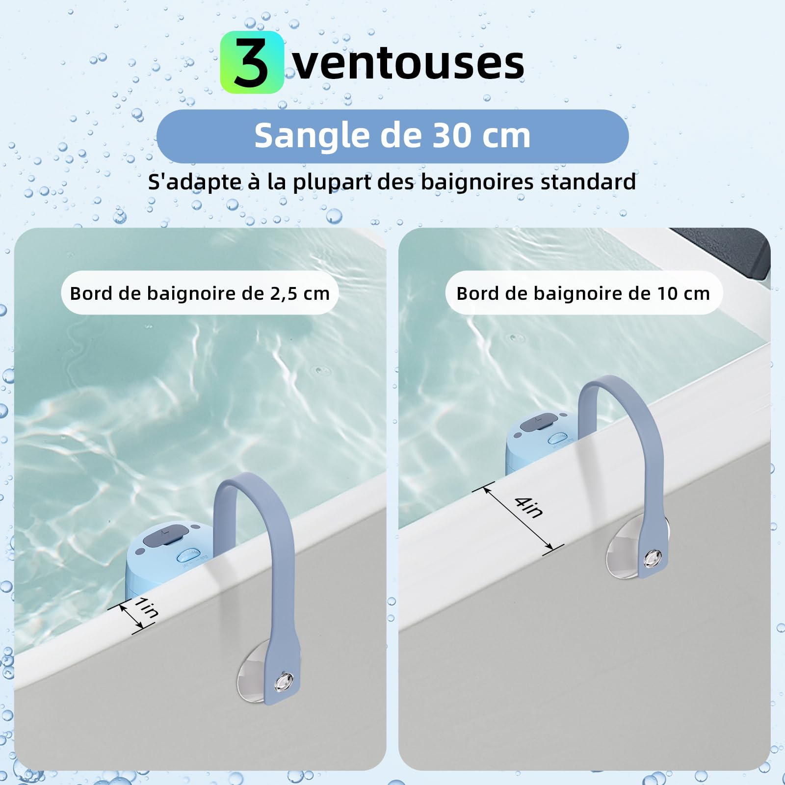 Spa de bain jet avec mode mousse, jet d'eau à 3 niveaux, 7 couleurs RVB, IP67, affichage de la température, plaisir du bain en famille à la maison