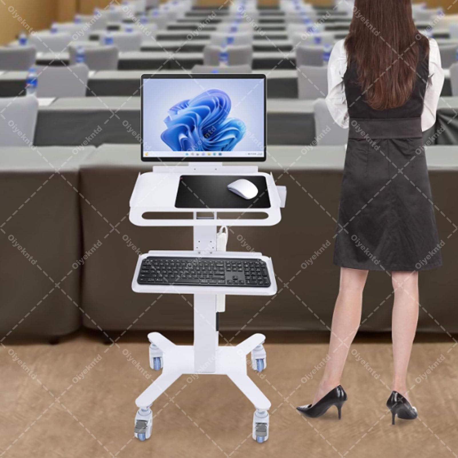 Carrello per clinica odontoiatrica con supporto per scanner orale, postazione di lavoro mobile per ospedale con vassoio per laptop e ruote silenziose, per ufficio, scuola, salone, laboratorio