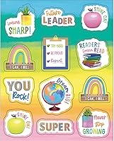 Vista 1 de Carson Dellosa Creatively Inspired 72 Calcomanías Motivacionales para Niños, 6 Hojas de Incentivos Arcoíris con Afirmaciones Positivas para Premios