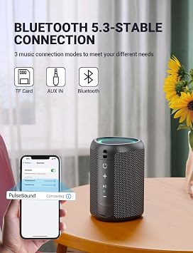 UOHHBOE Portable Bluetooth Speaker 20W, IPX7 Waterproof with Stereo Sound
