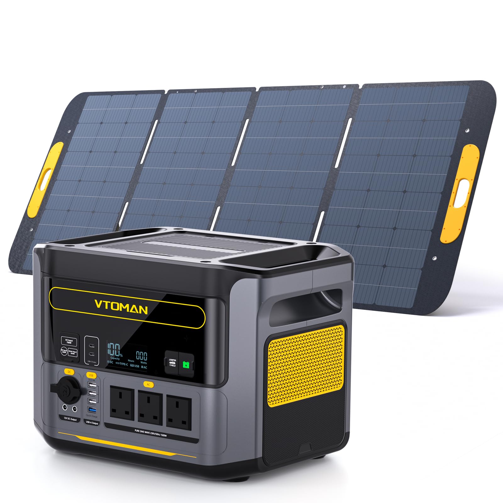VTOMAN 1000W Solar Generator Kit with 400W Panel - 828Wh LiFePO4 Battery, Portable Power Station Expandable to 2376Wh, 0-80% in 1H Fast Charge, 100W USB-C for Camping, RV, Off-Grid, Emergency Backup