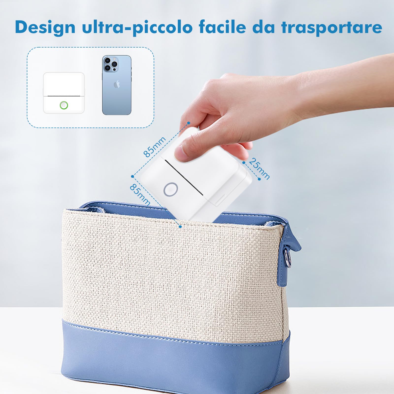 Stampante Etichette Autoadesive Bluetooth Portatile per Android iOS