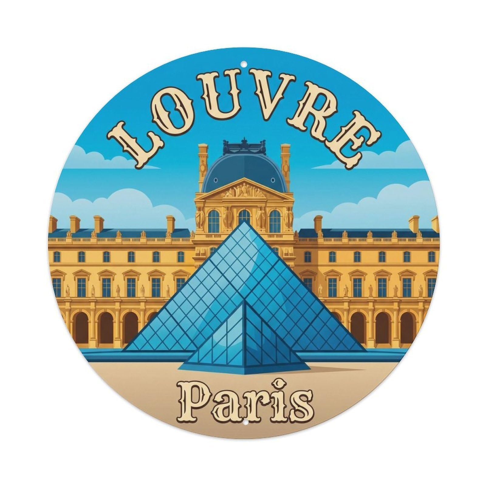 Vintage Travel Louvre Paris Museum Metal Tin Sign Plaque