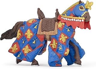Papo -Hand-Painted - Figurine -Medieval-Fantasy -Blue Horse Fleur de LYS -39787 - Collectible - for Children - Suitable for Boys and Girls - from 3 Years Old