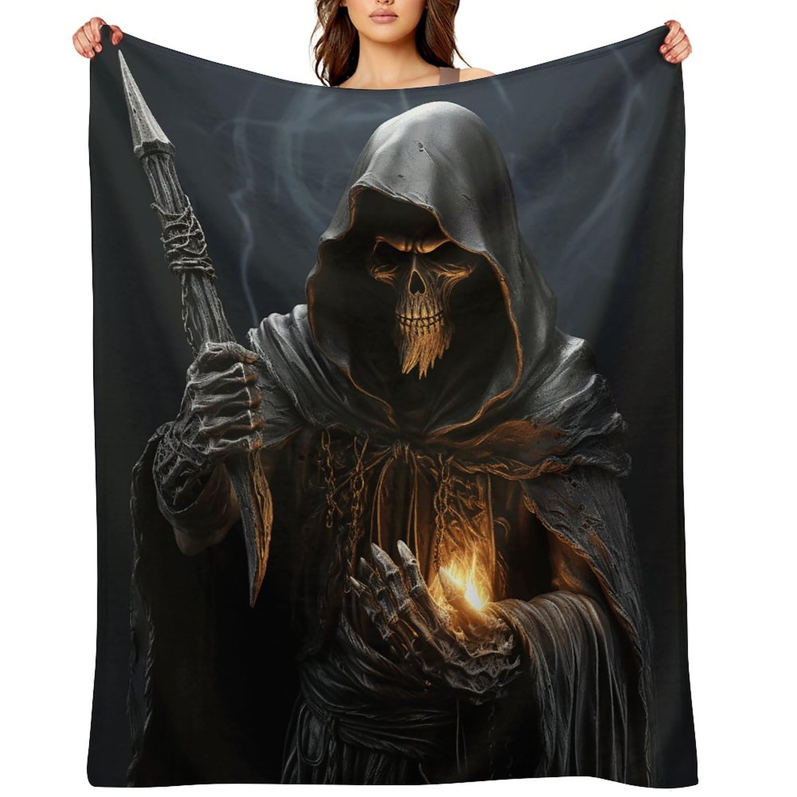 Grim-Reaper Throw Blanket for Couch and Bed Super Soft Warm Lightweight Throw Blankets Cozy Fuzzy Flannel Blanket Personalized Decorative Blankets for Sofa Decor 50"x60"