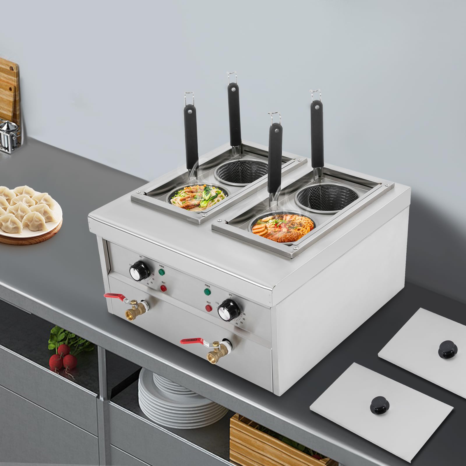 Comoda macchina per la pasta, fornello elettrico di lusso con 4 scomparti, per la produzione di tutti i tipi di pasta, spaghetti, verdure bollite, spaghetti di riso, gnocchi, zuppe, polpette