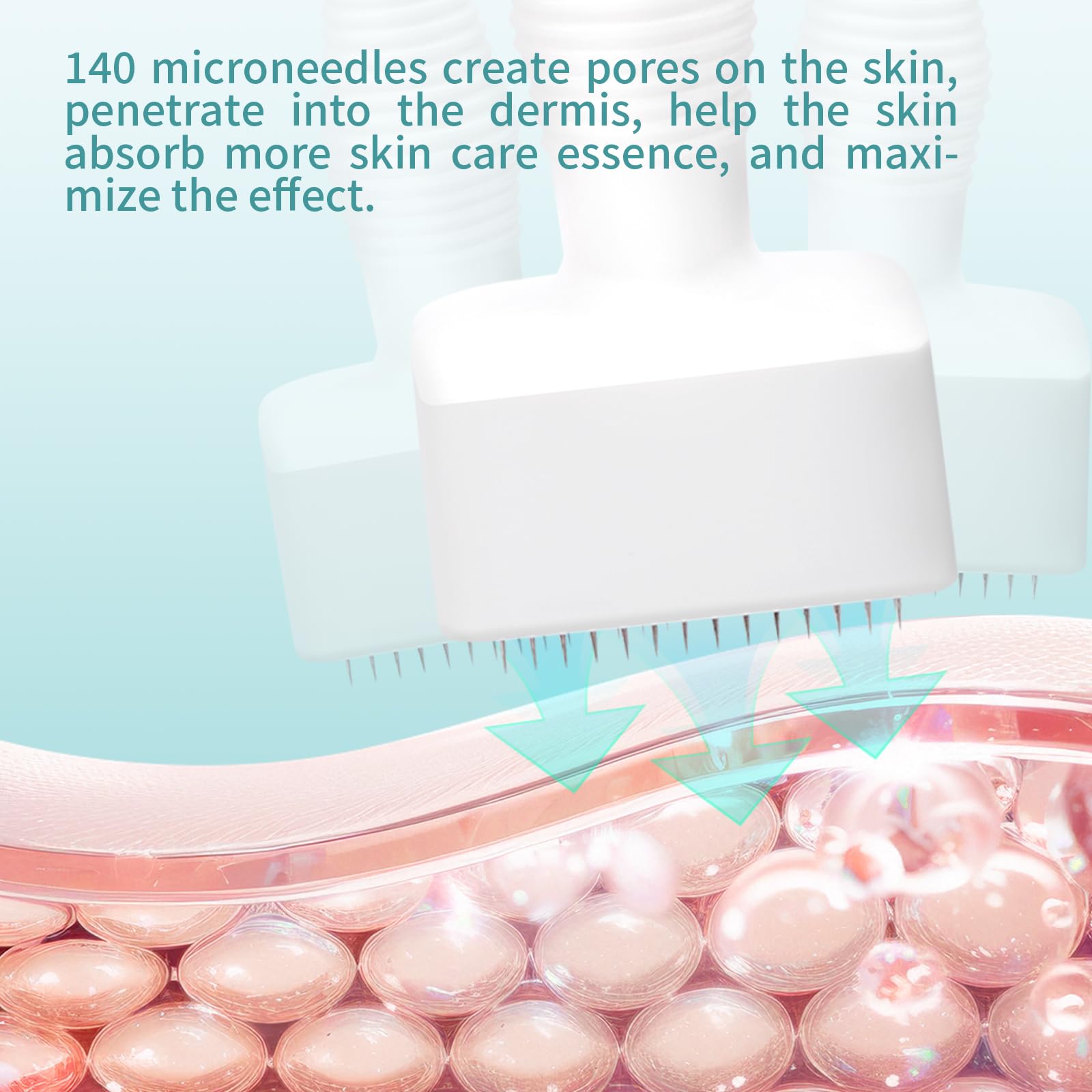 GEMERRY Dermastamp MicroNeedling - Penna Automatica per Trattamento della Pelle, 140 Microneedle Stamp, Profondità Regolabile da 0.mm a 3mm