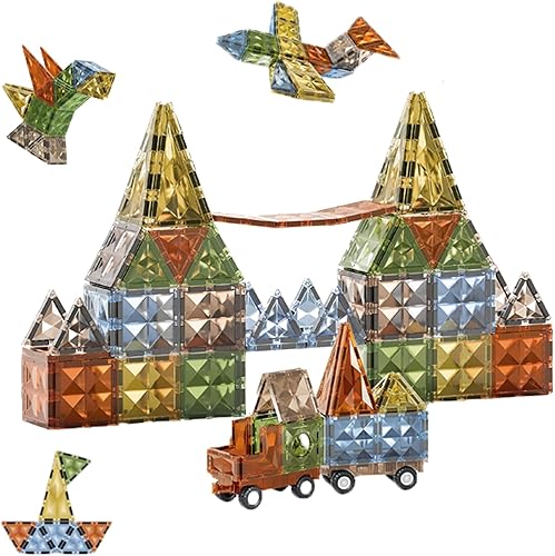 Juego de 100 azulejos magnéticos para niños, bloques de construcción magnéticos 3D, juguetes educativos STEM para niños preescolares (100 piezas)