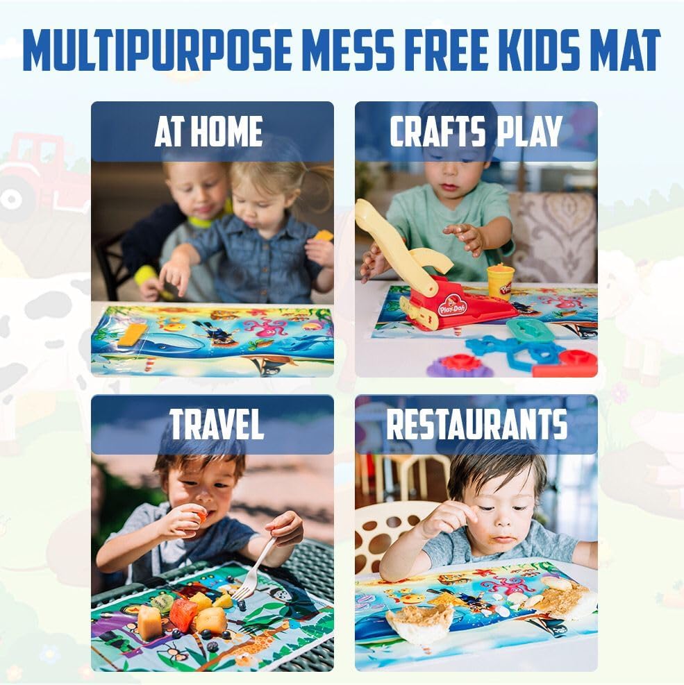 Miniatura 6 de HomeWorthy Paquete de 40 manteles individuales desechables para bebé, paquete de 3 diseños de manteles para comer del bebé, manteles individuales