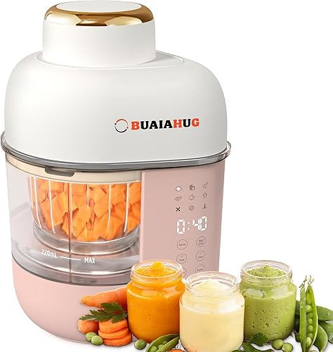 BUAIAHUG Máquina de puré de alimentos para bebés, procesador de alimentos 10 en 1, vaporizadora, licuadora, cocina, trituradora, puré, mantiene el