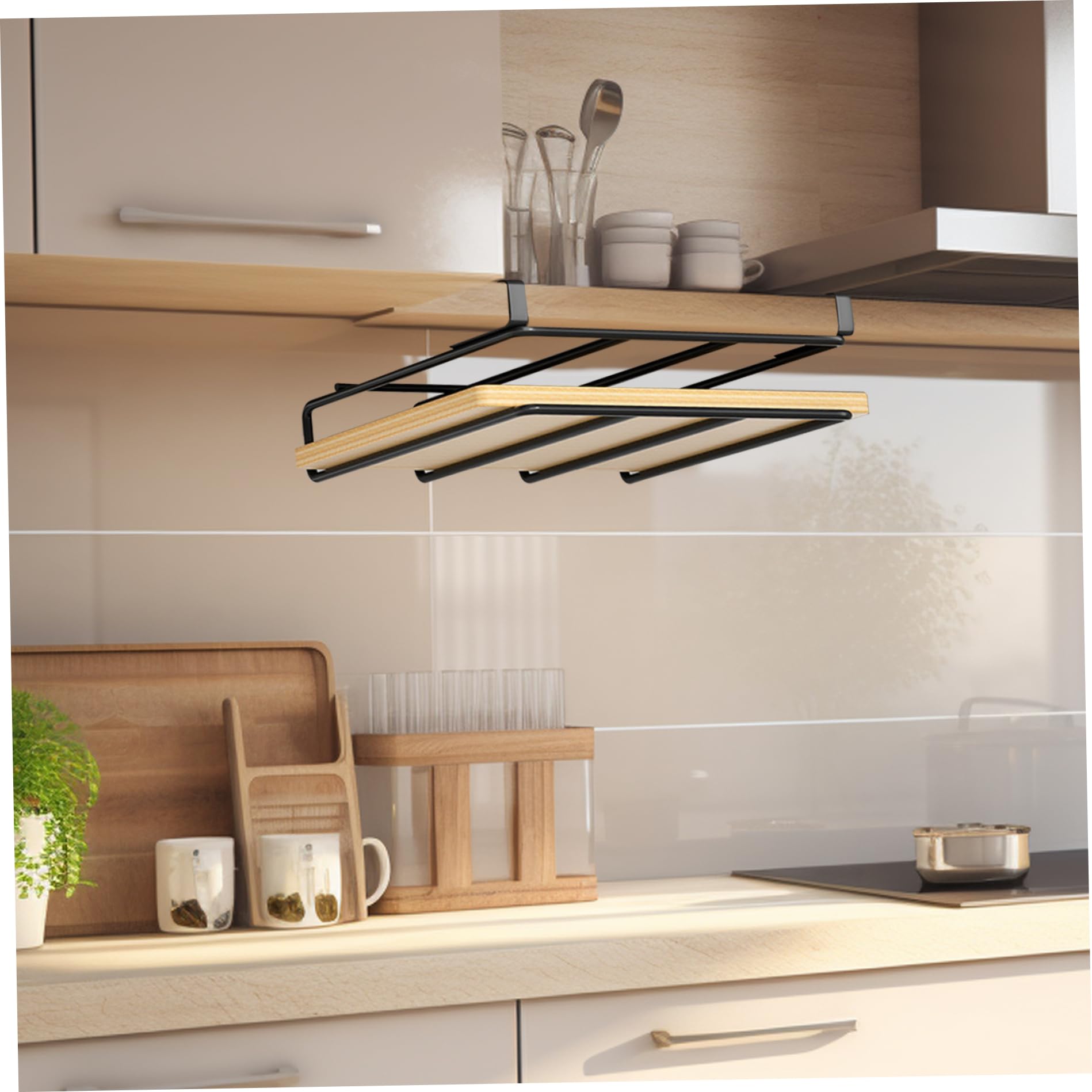 Soporte para tabla de cortar de acero inoxidable para debajo del gabinete, tabla de cortar resistente para colgar en la cocina, diseño que ahorra espacio (10.6 x 10.2 x 3.3 pulgadas)