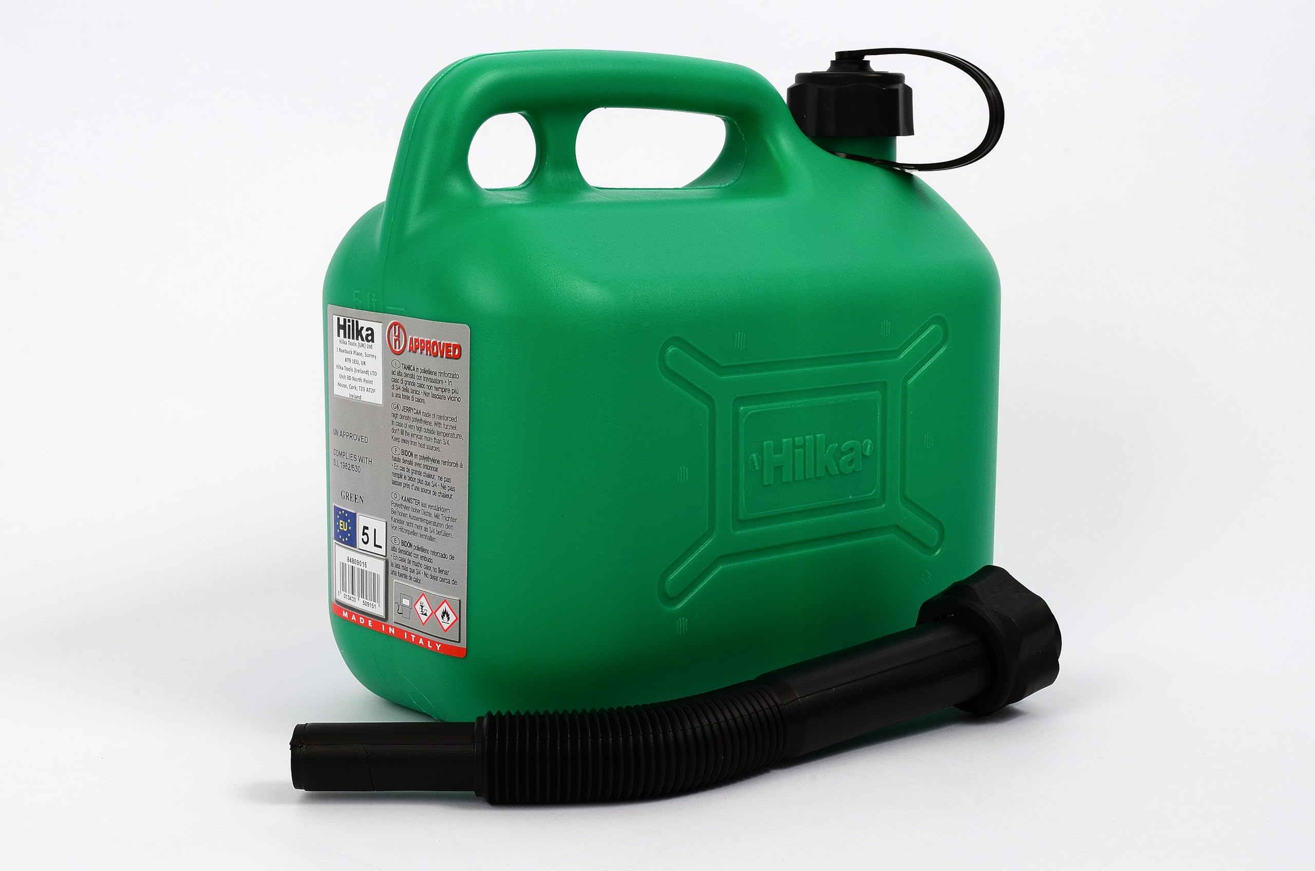 Hilka 84809015 5L Green Plastic Fuel Can