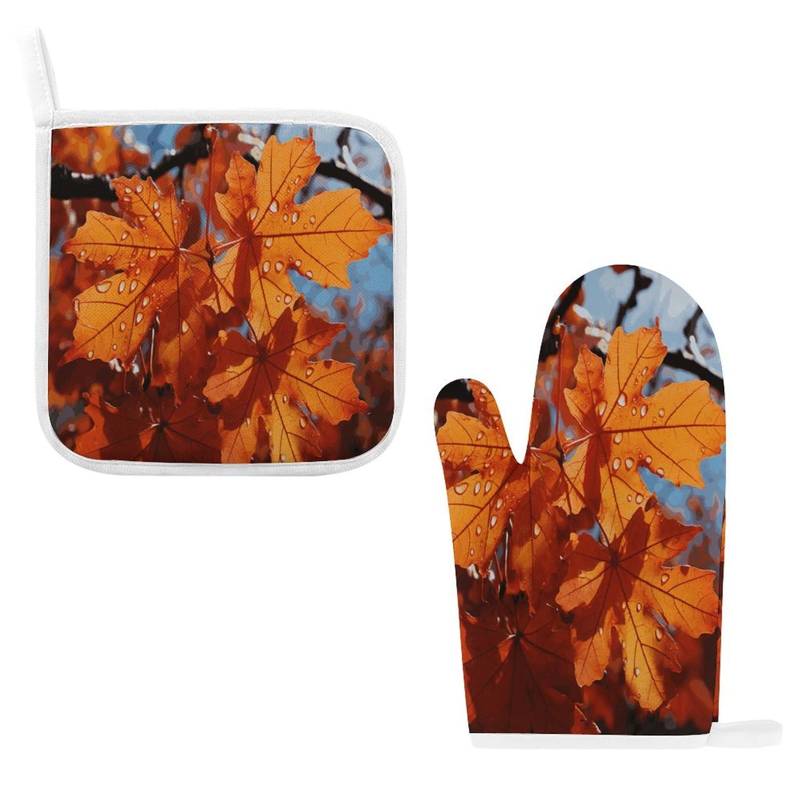 Fodpand Style Fall Maple Leafs Oven Mitts And Pot Holders Sets