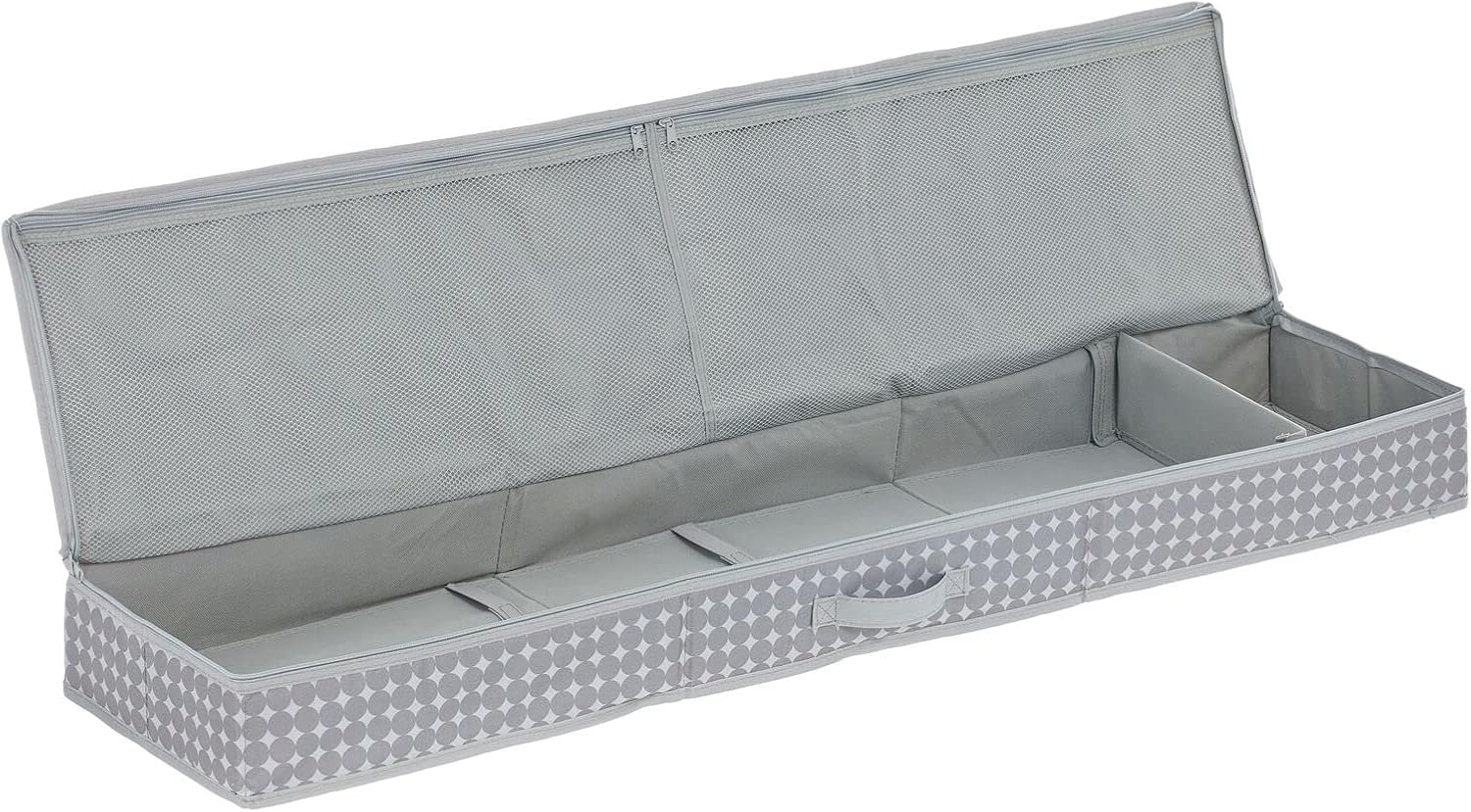 mDesign Long Gift-Wrapping Paper Storage Bag with Handles, Holder for Christmas and Holiday Organizer Container Box - Zipper Lid for Rolls of Wrap, Under Bed Storage Totes, Gray -