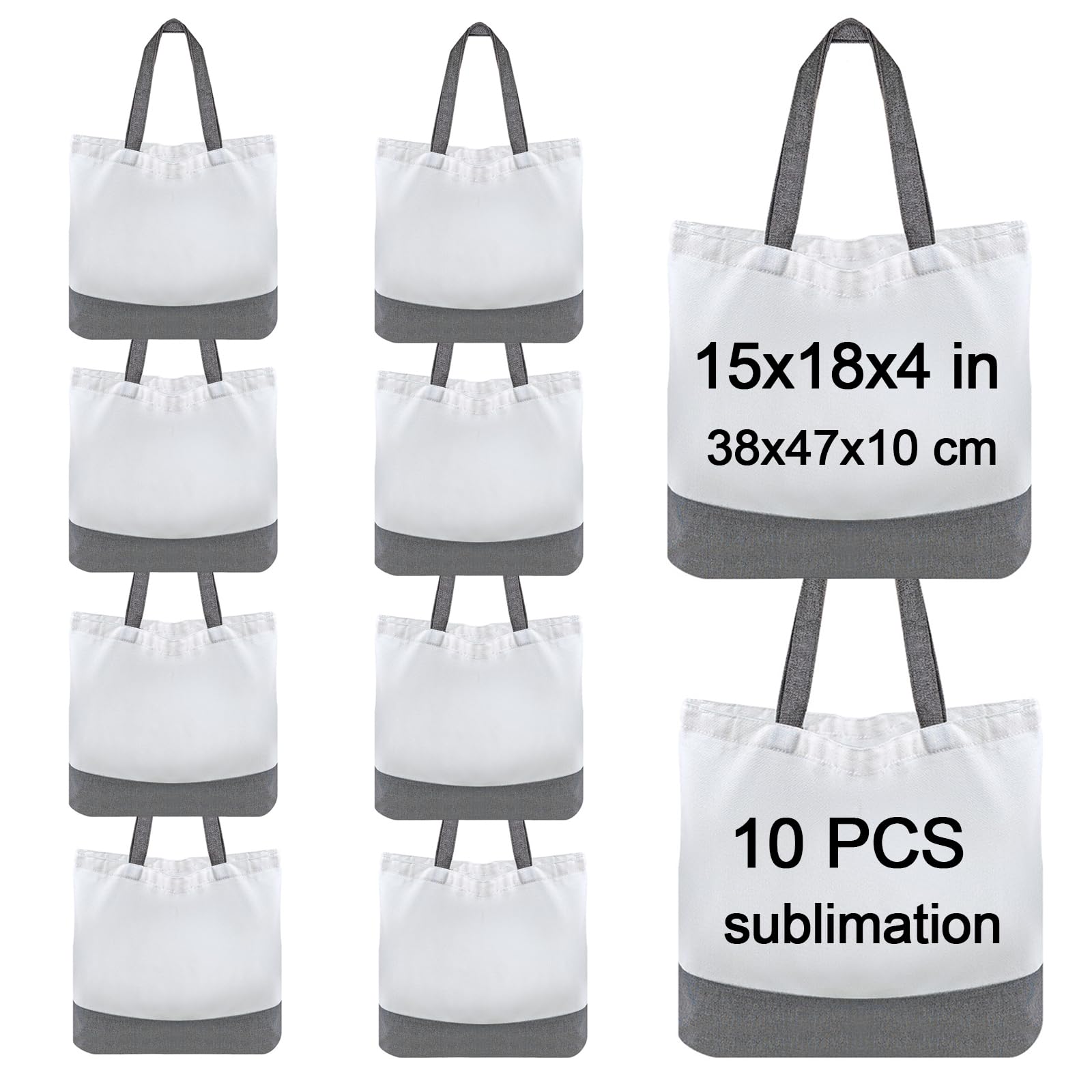 OKBA 10 pcs Sublimation Tote Bags,polyester tote bags for sublimation, blank canvas tote bags for DIY Crafting and Decorating