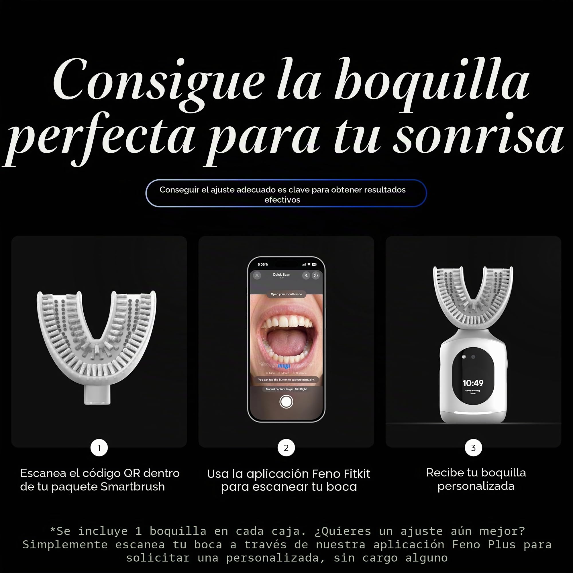 Feno Smartbrush Cepillo de dientes eléctrico para adultos, cepillo oscilante con IA, aplicación y boquilla personalizadas, limpieza profunda de 20 segundos, recargable
