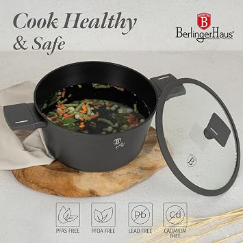 Berlinger Haus 10 Pcs Aluminium Non Stick Induction Cookware Set - Pots and Pans with Lids for Home Kitchen Oven Dishwasher Safe, Eco-Friendly Compatible with All Stoves, Induction Cooking Set