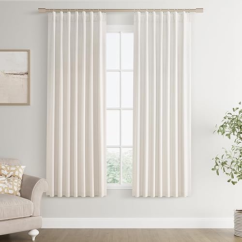 Miniatura 58 de Joywell Cortinas de lino 100% opacas de 45 pulgadas de largo, bolsillo para barra/pestaña trasera, cinturón de gancho/anillos de clip, cortinas de